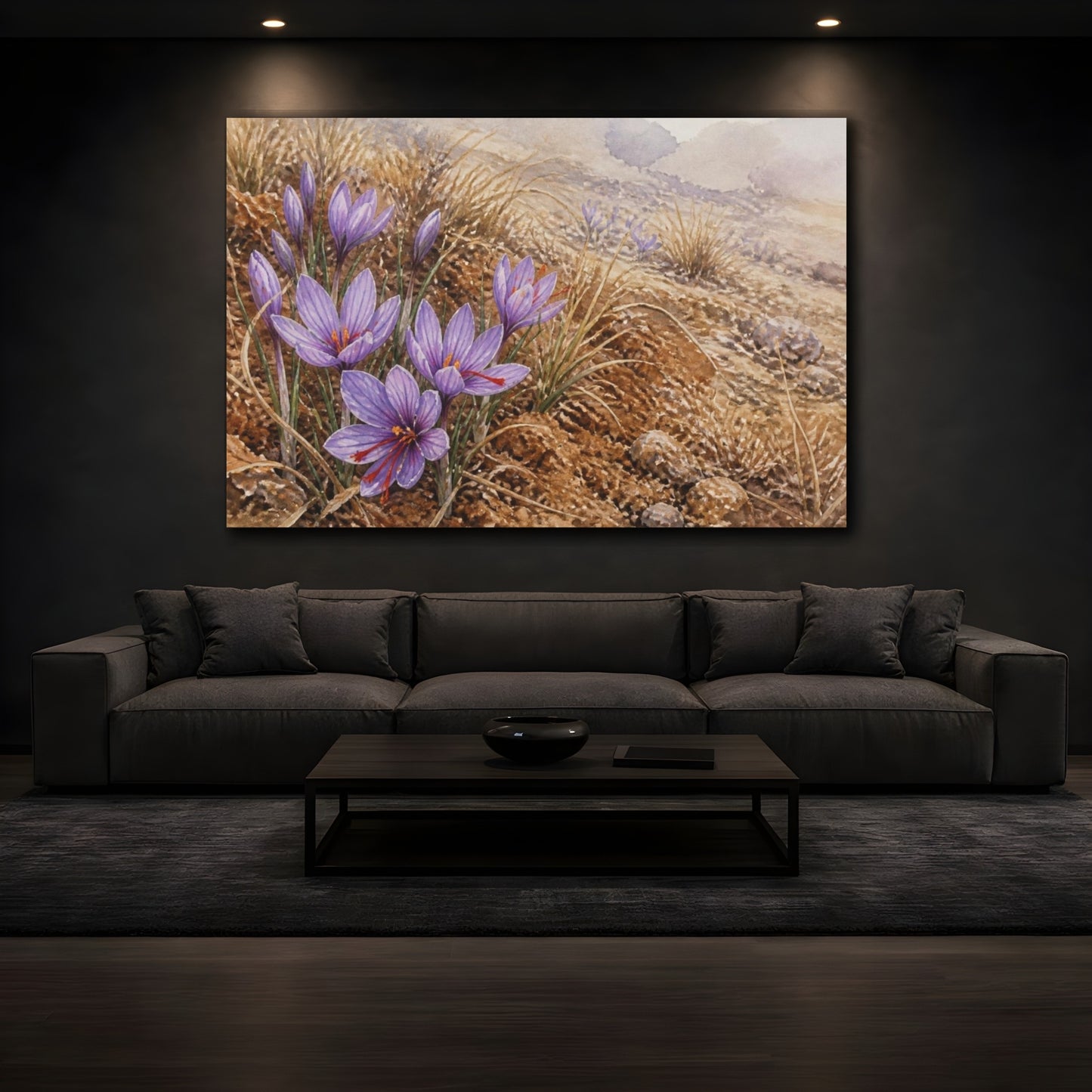 Mockup 3. Saffron Crocus In Russet Soil shown as canvas print