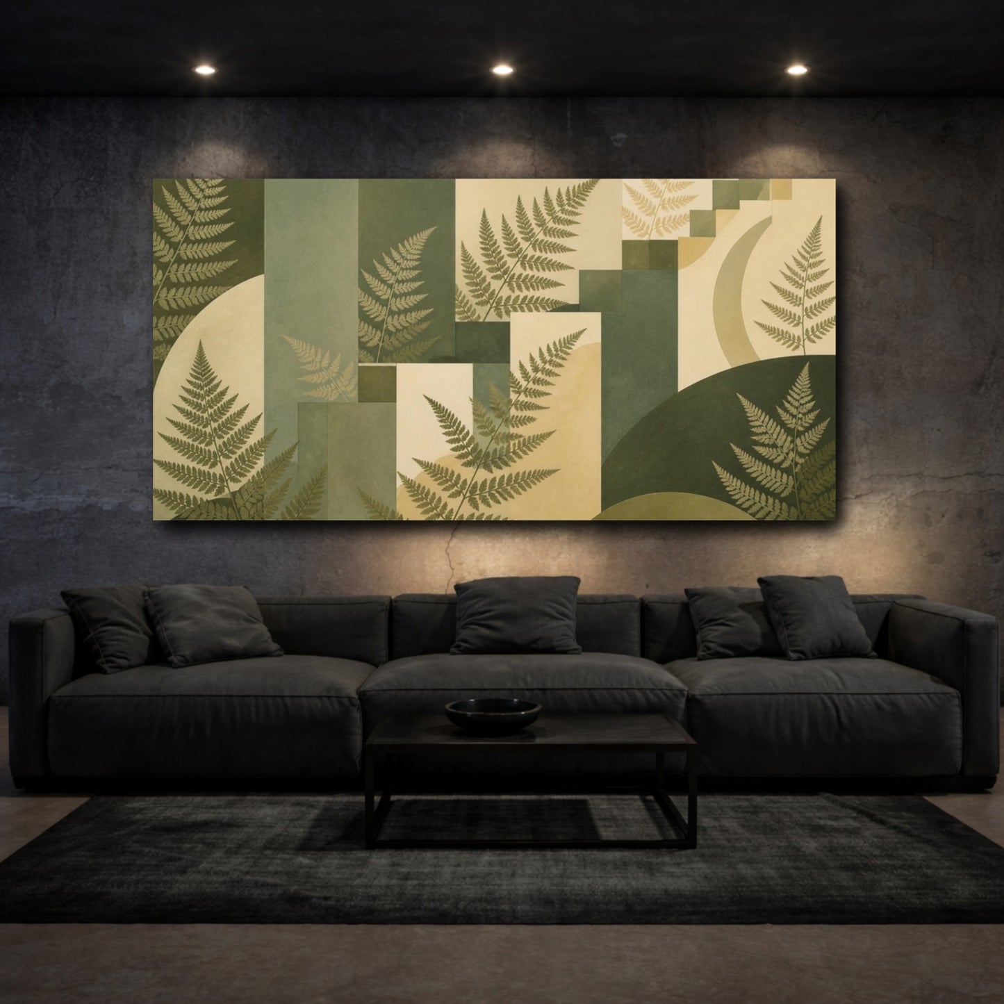 Mockup 3. Sage Fern Geometric Study shown as canvas print