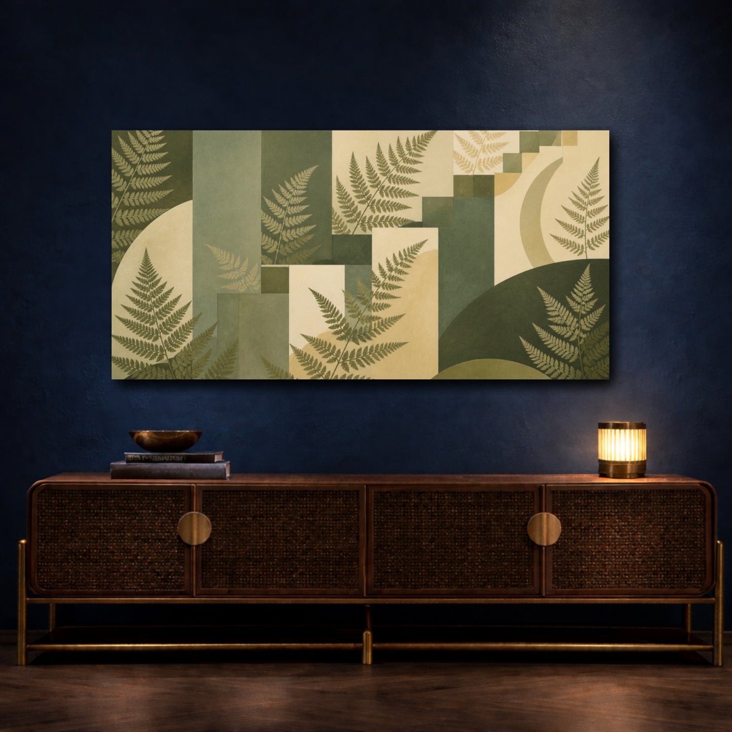 Mockup 4. Sage Fern Geometric Study shown as canvas print