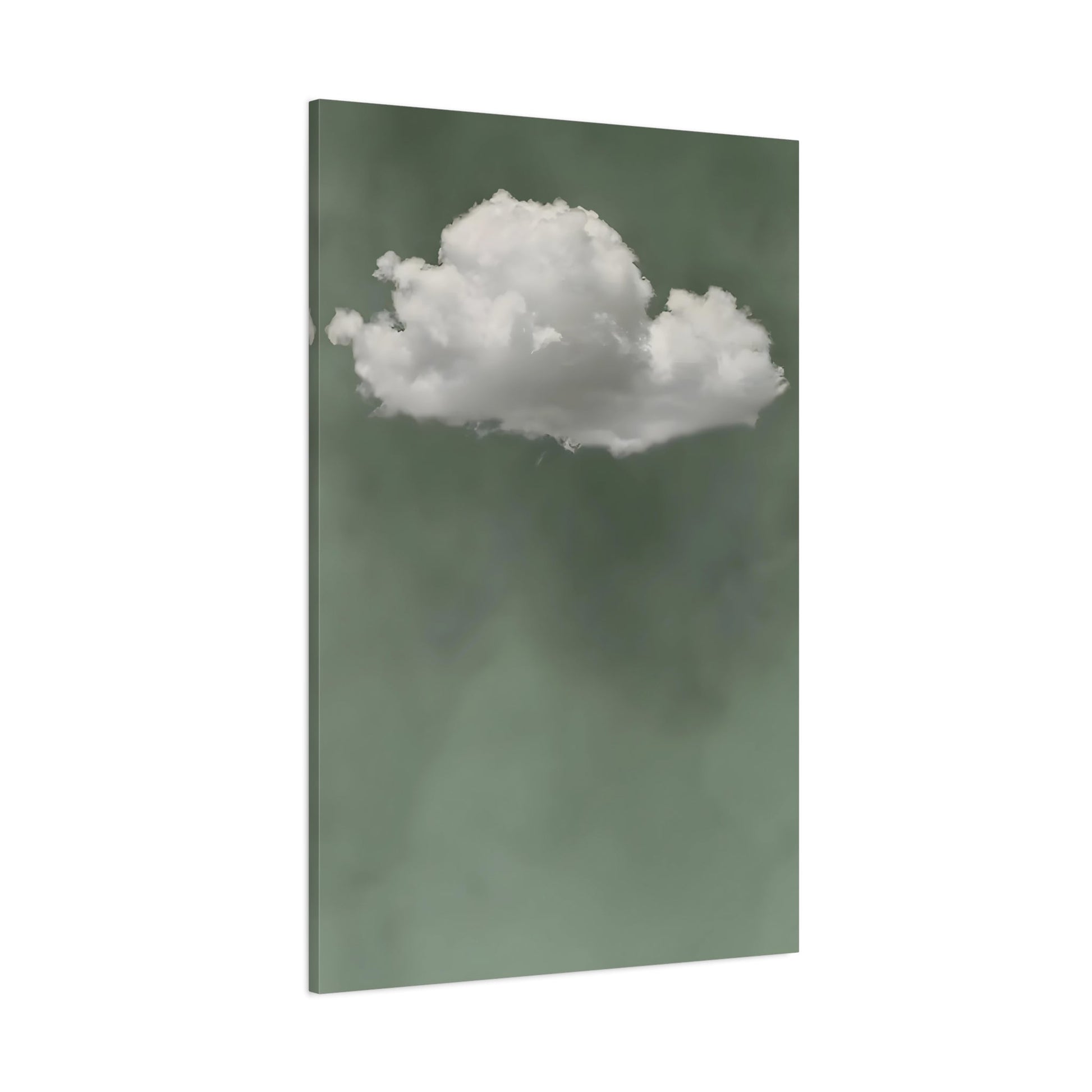 Sage Green Cloud Canvas Wall Art Print - Minimalist Beige Surreal Abstract Zen Painting