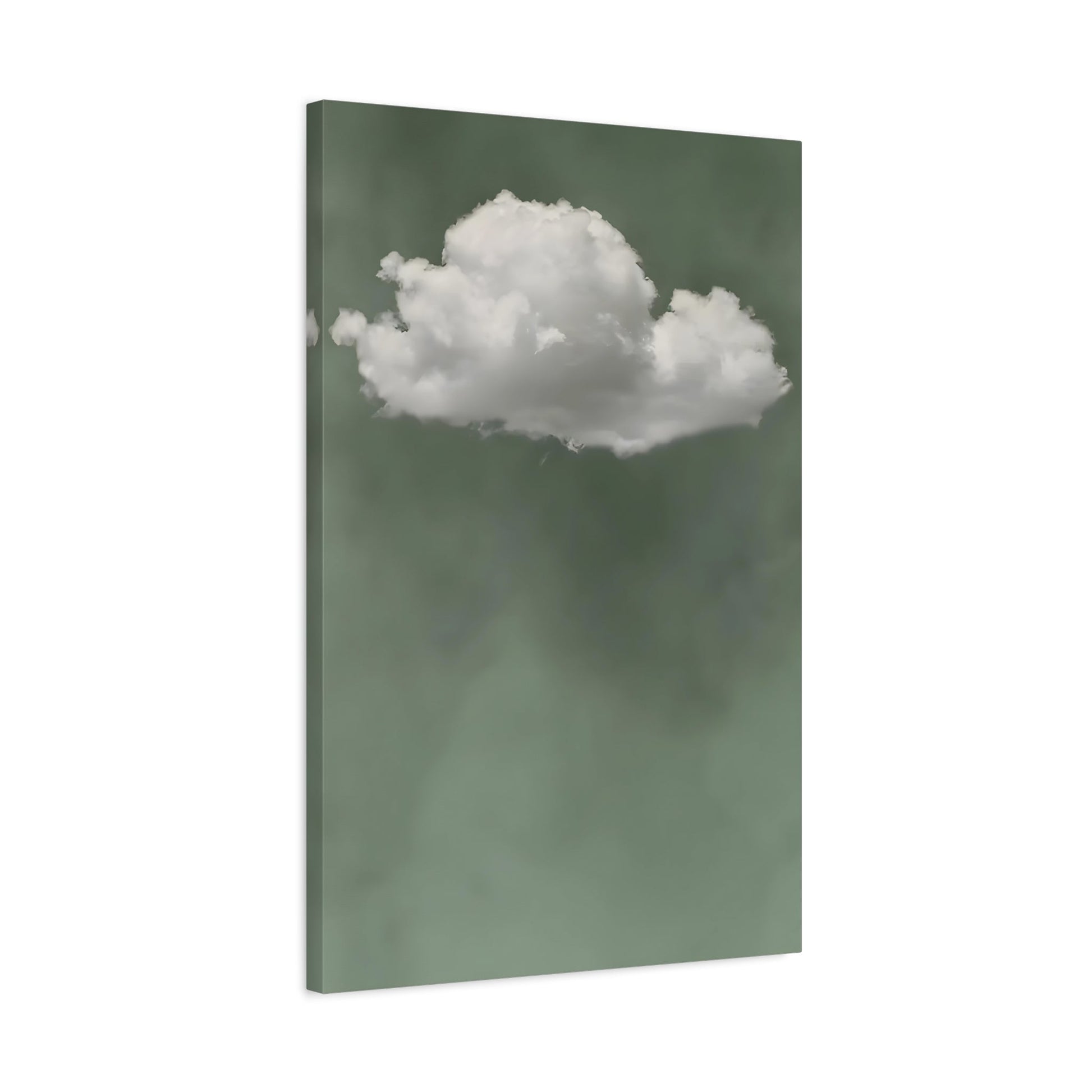 Sage Green Cloud Canvas Wall Art Print - Minimalist Beige Surreal Abstract Zen Painting