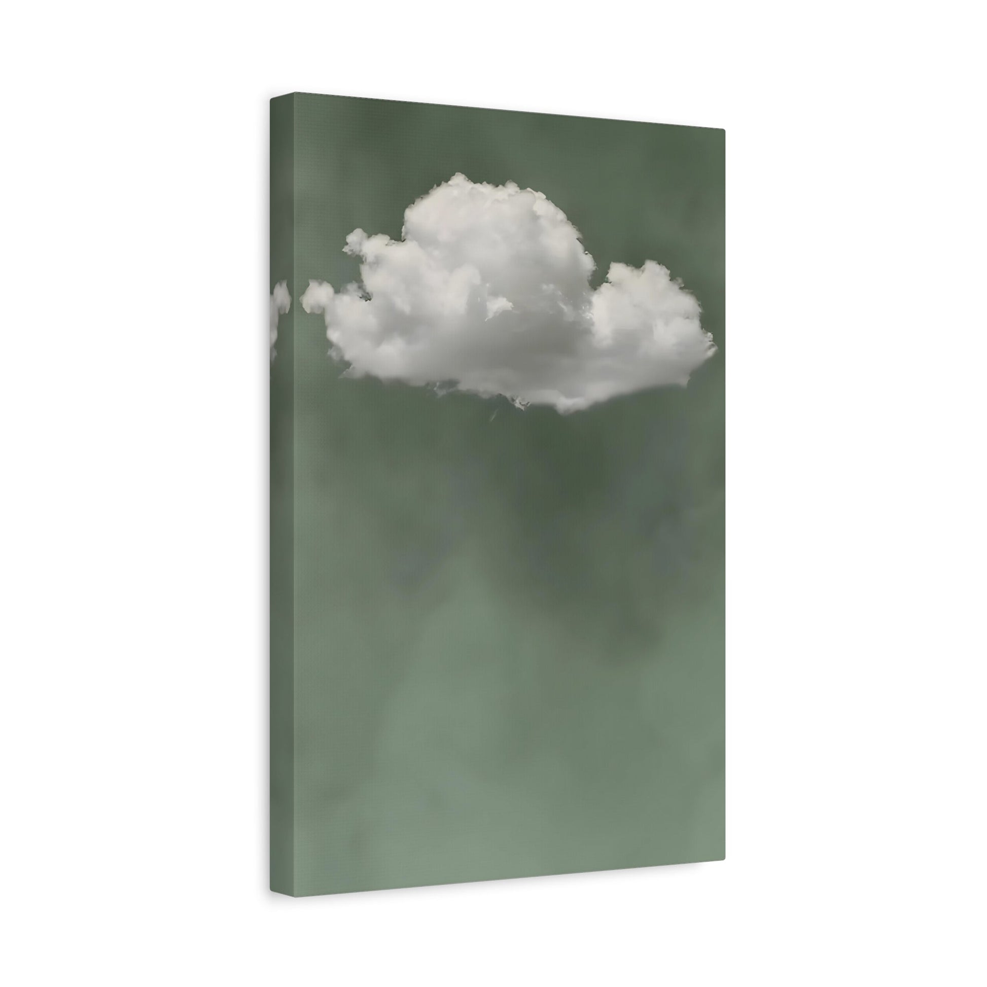 Sage Green Cloud Canvas Wall Art Print - Minimalist Beige Surreal Abstract Zen Painting