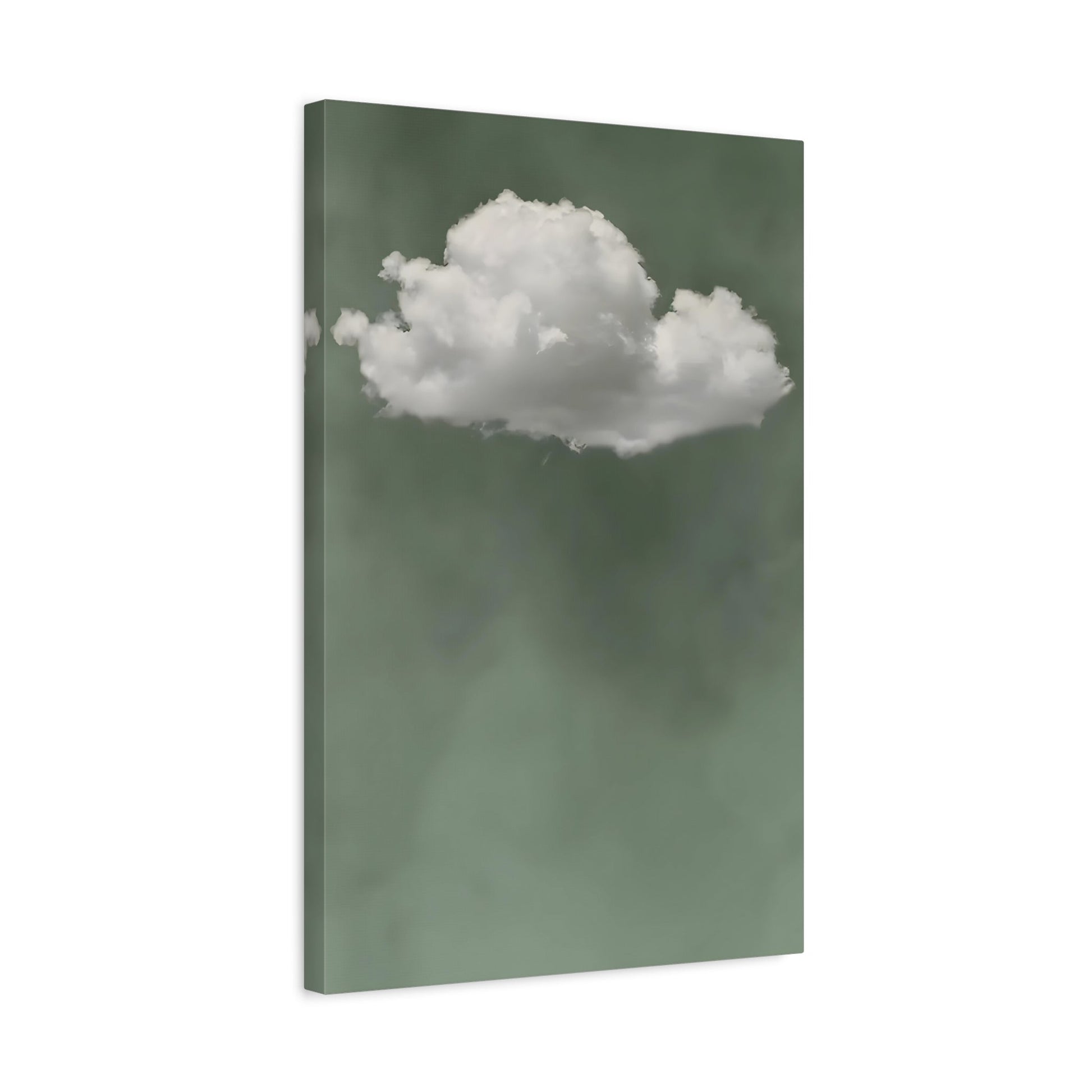 Sage Green Cloud Canvas Wall Art Print - Minimalist Beige Surreal Abstract Zen Painting