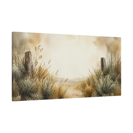 Main Mockup. Sage Meadow Fence shown as canvas print