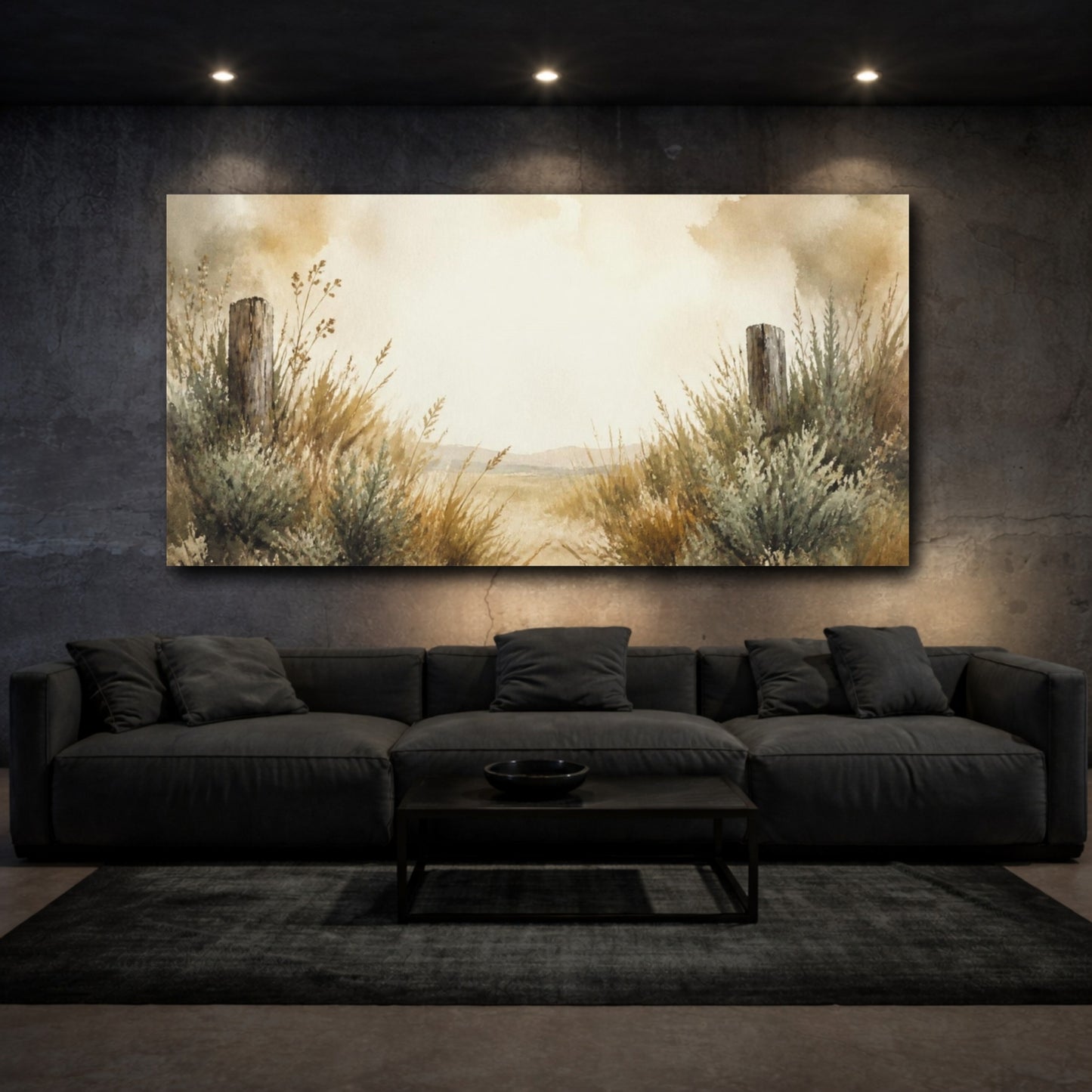 Mockup 3. Sage Meadow Fence shown as canvas print