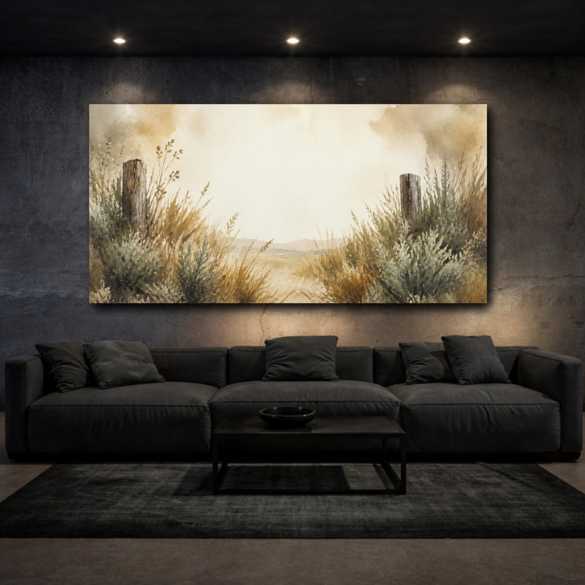 Mockup 3. Sage Meadow Fence shown as canvas print