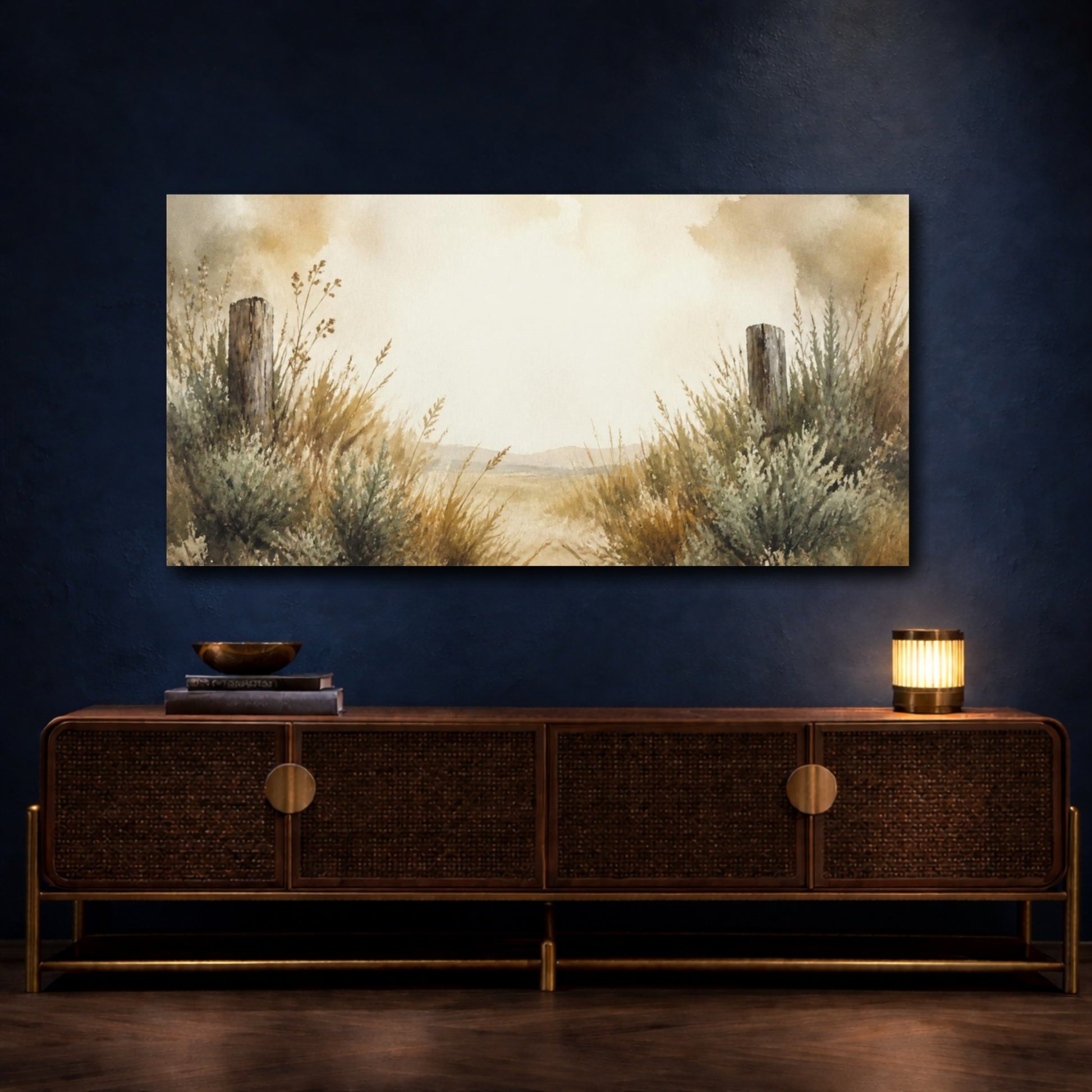 Mockup 4. Sage Meadow Fence shown as canvas print