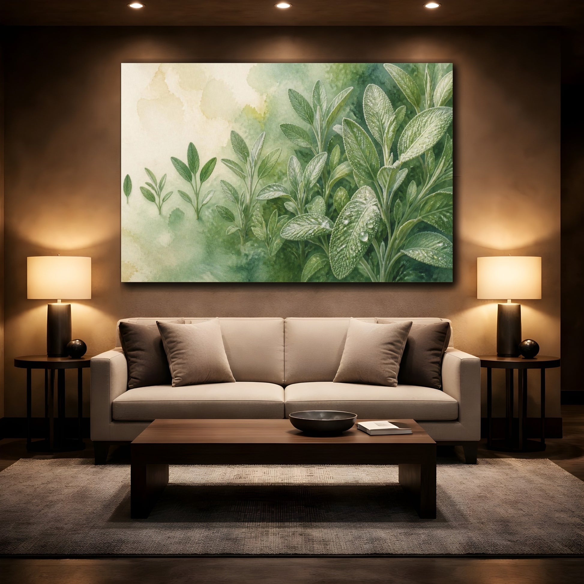 Mockup 2. Sage Nature Study shown as canvas print