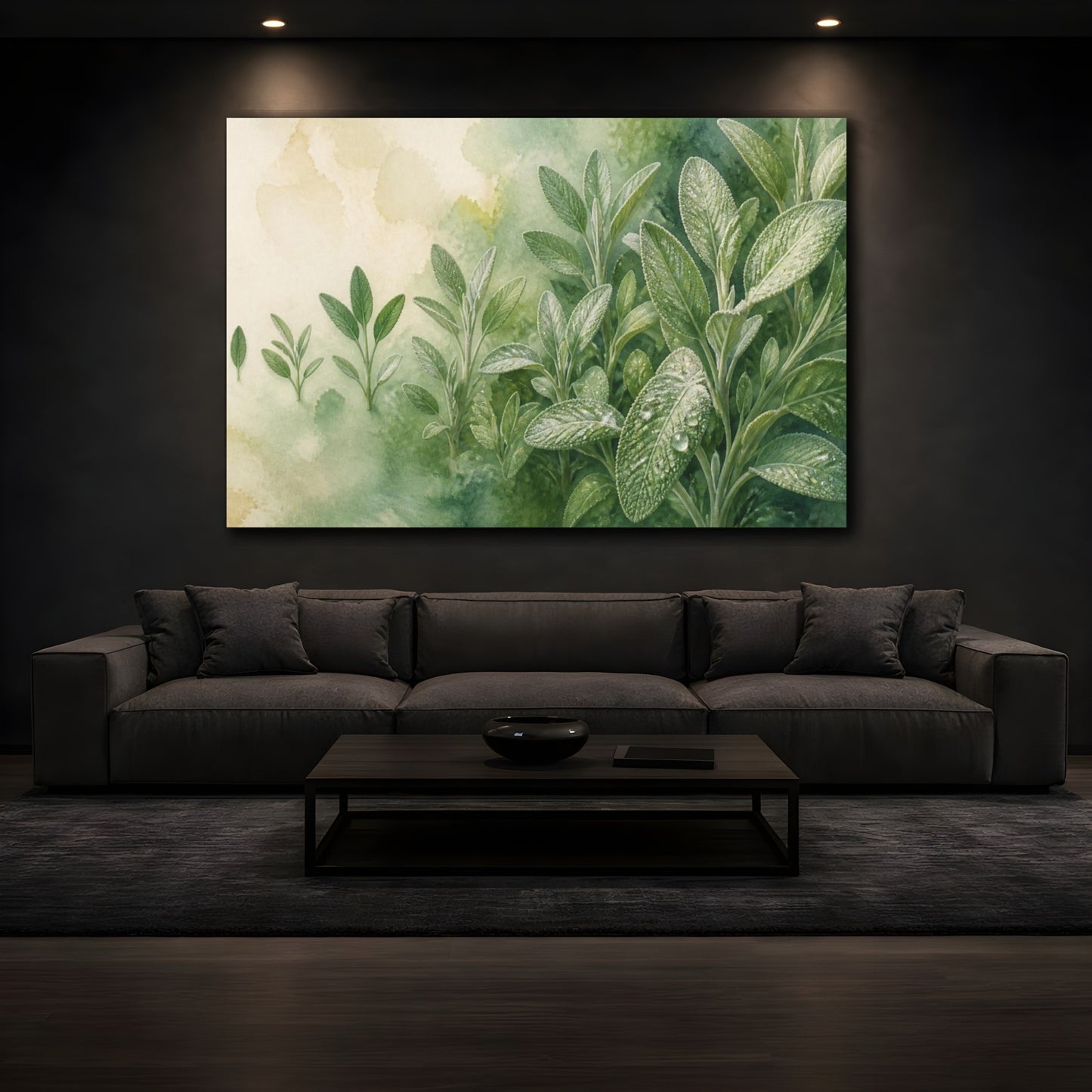 Mockup 3. Sage Nature Study shown as canvas print