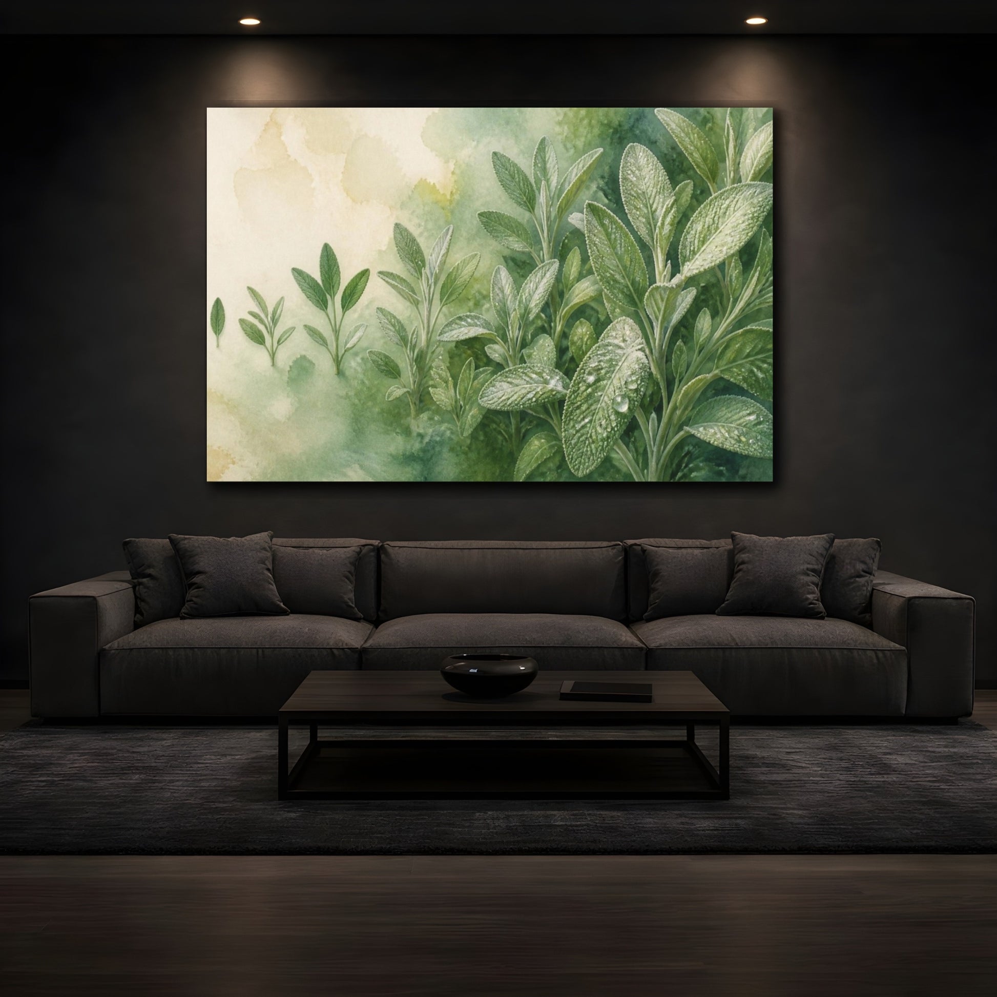 Mockup 3. Sage Nature Study shown as canvas print