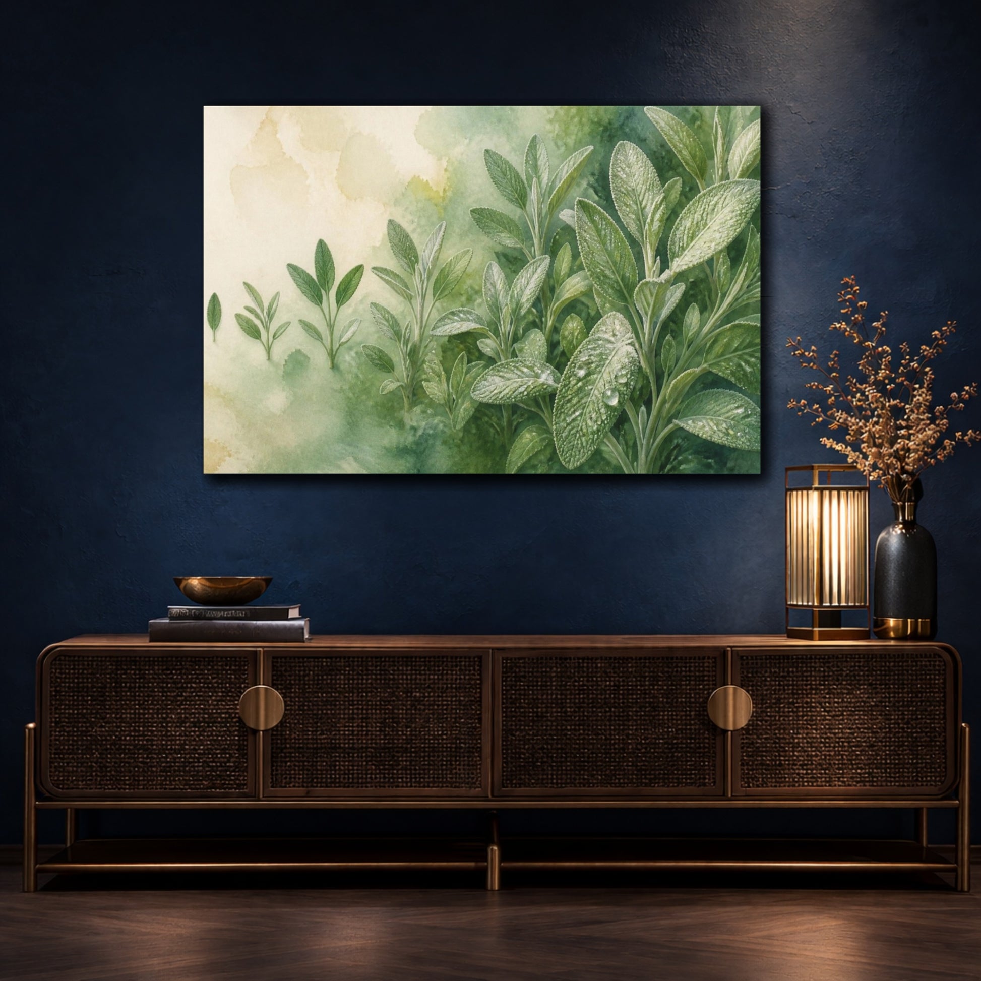 Mockup 4. Sage Nature Study shown as canvas print