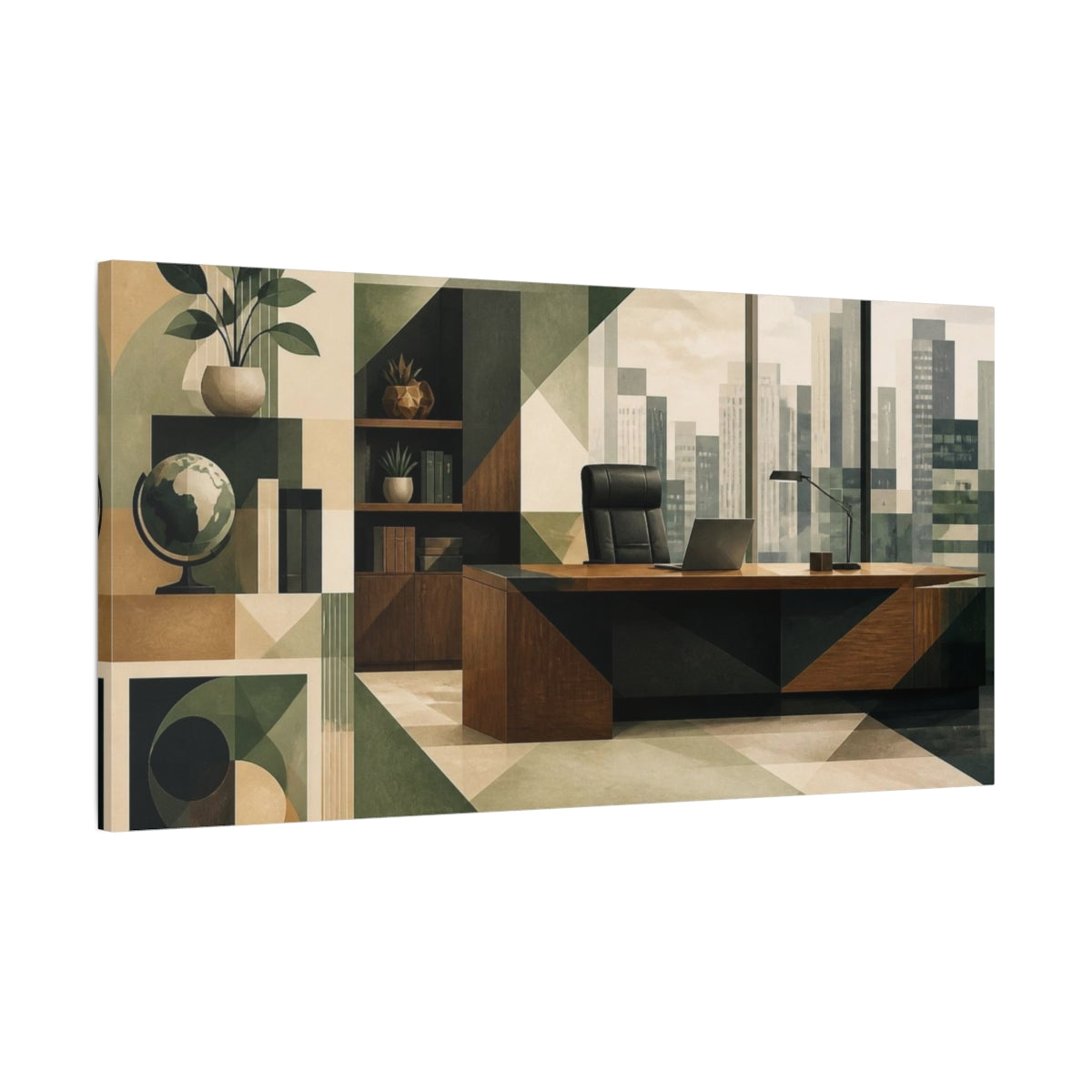 Main Mockup. Sage Office Desk Composition shown as canvas print