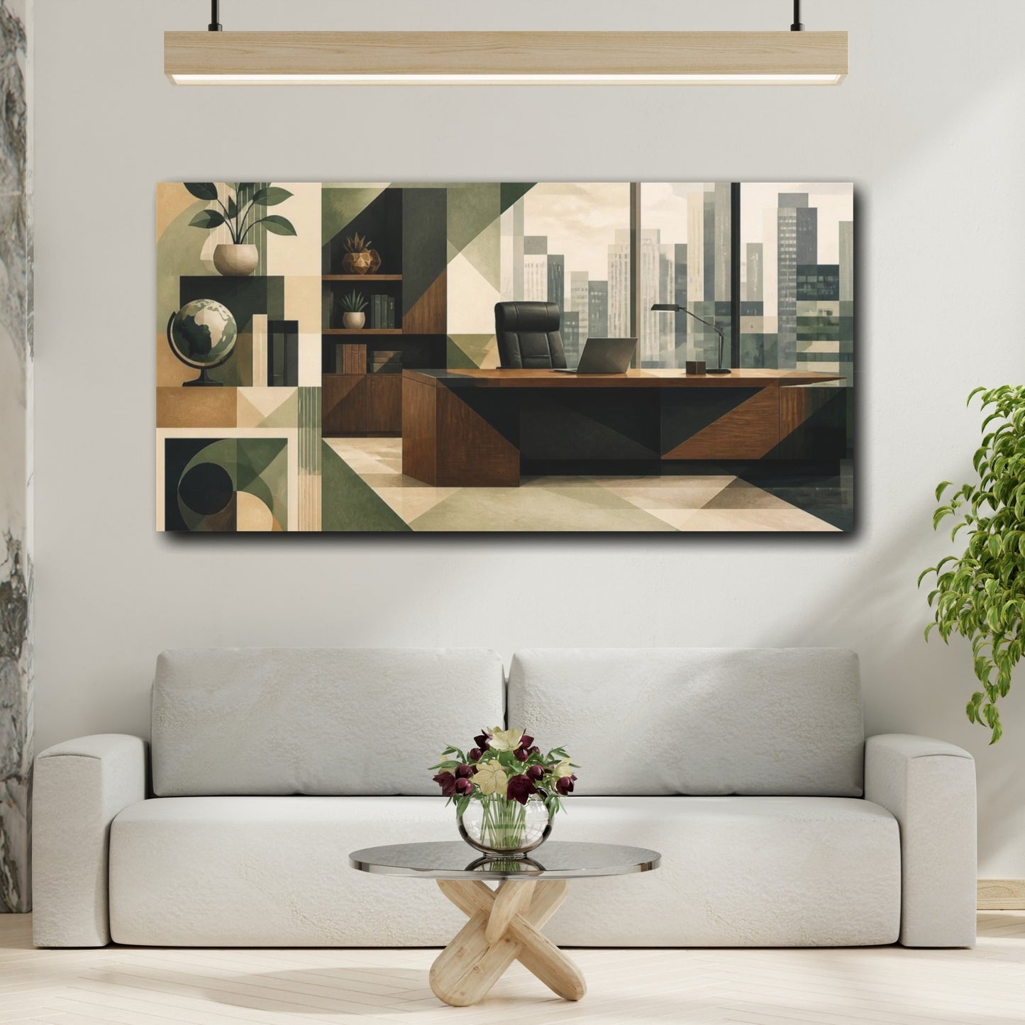 Mockup 2. Sage Office Desk Composition shown as canvas print