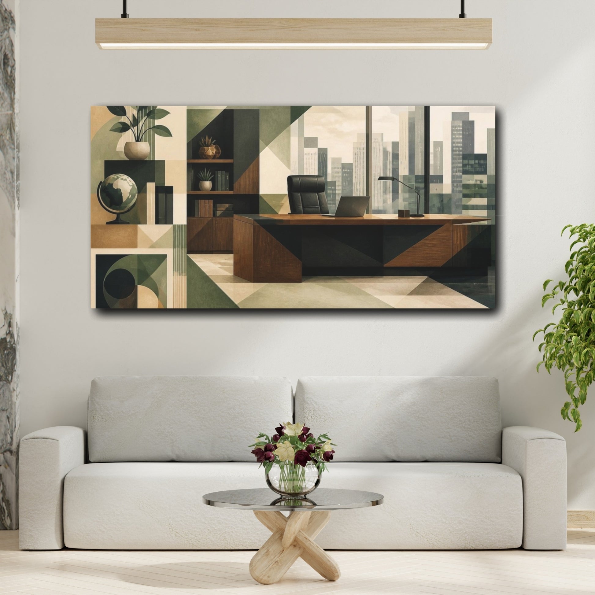 Mockup 2. Sage Office Desk Composition shown as canvas print