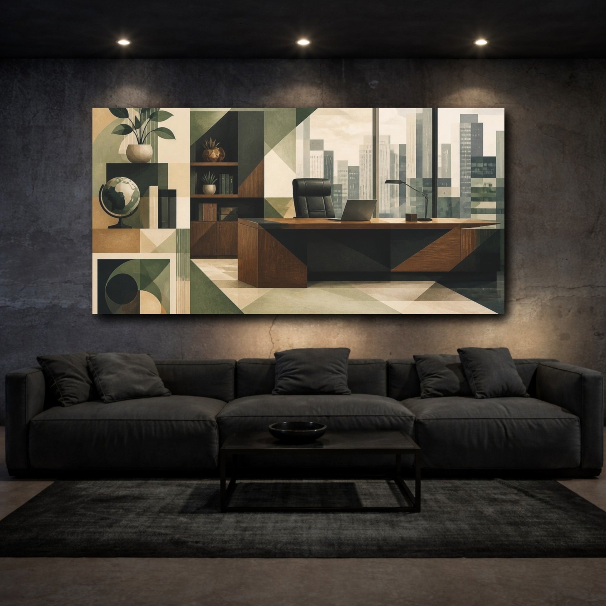 Mockup 3. Sage Office Desk Composition shown as canvas print