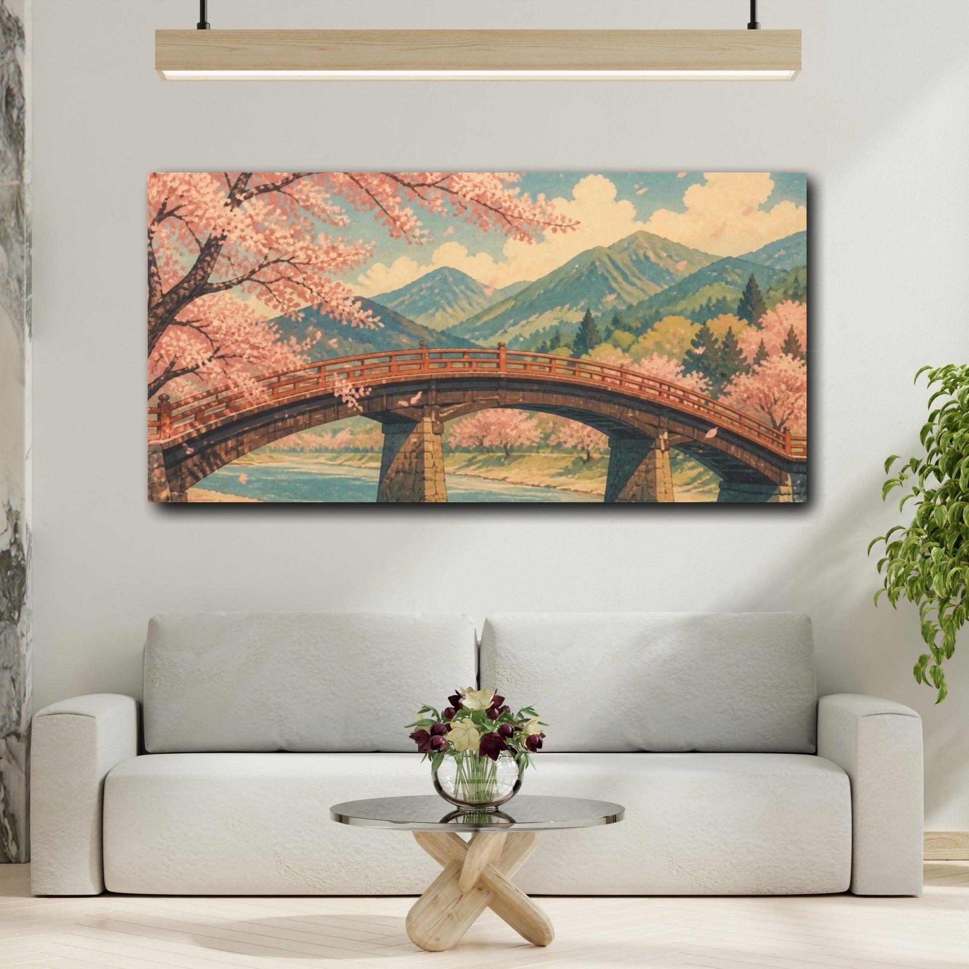 Mockup 2. Sakura Bridge In Bloom shown as canvas print