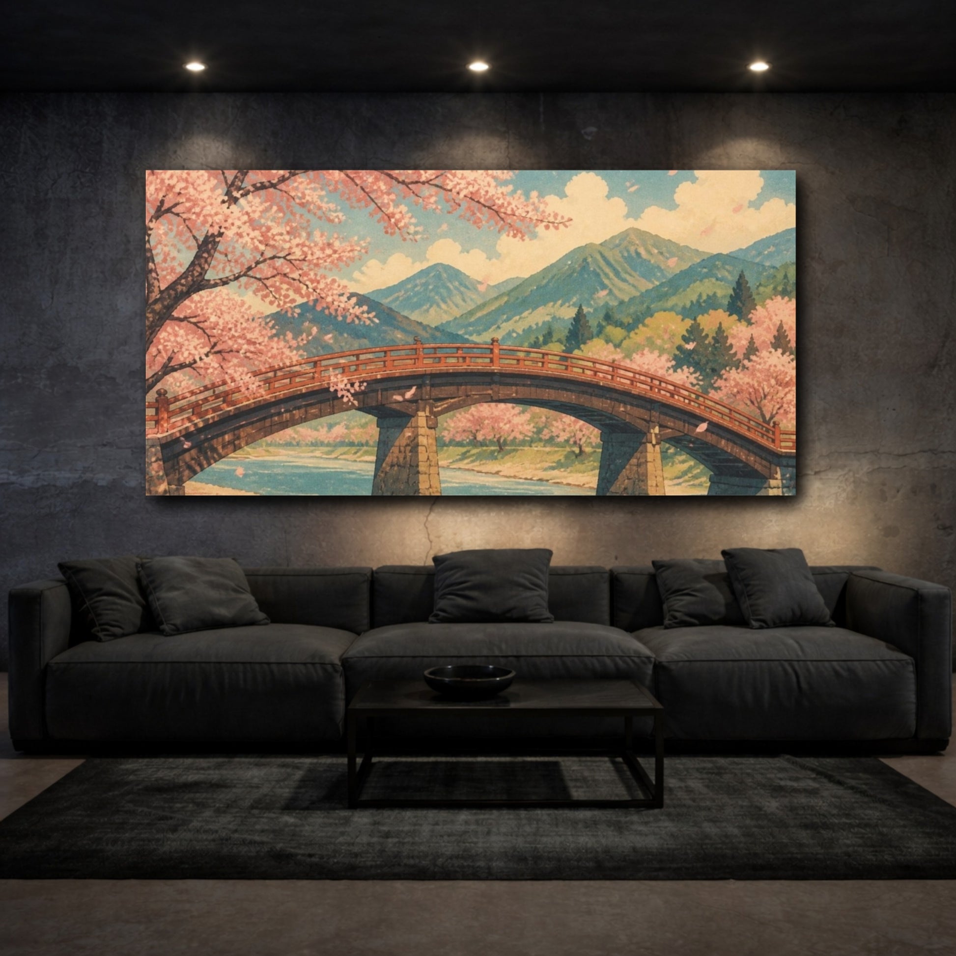 Mockup 3. Sakura Bridge In Bloom shown as canvas print