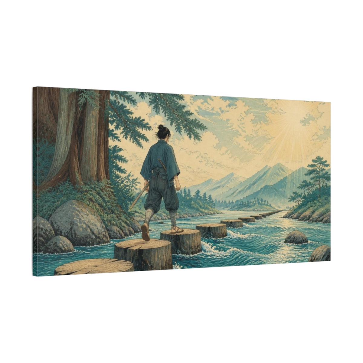 Main Mockup. Samurai Motivation Steps shown as canvas print