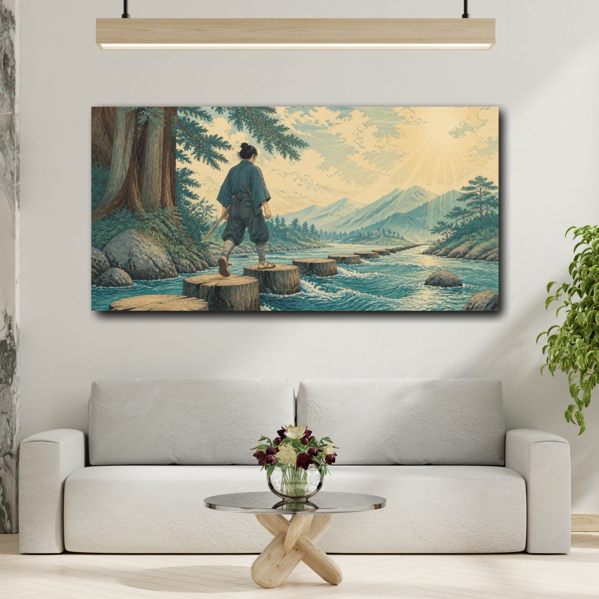 Mockup 2. Samurai Motivation Steps shown as canvas print
