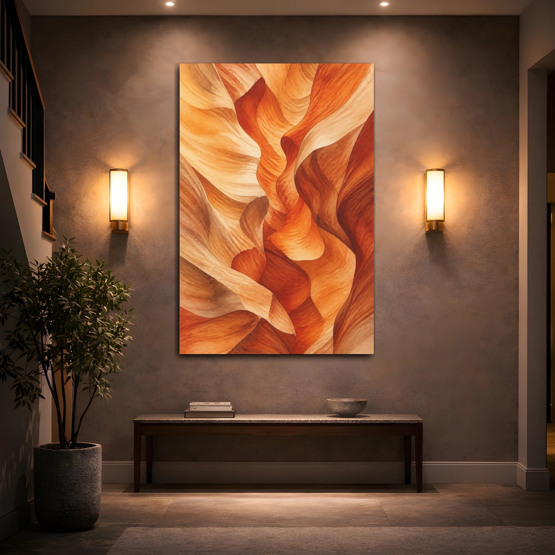 Mockup 2. Sandstone Nature Waves shown as canvas print