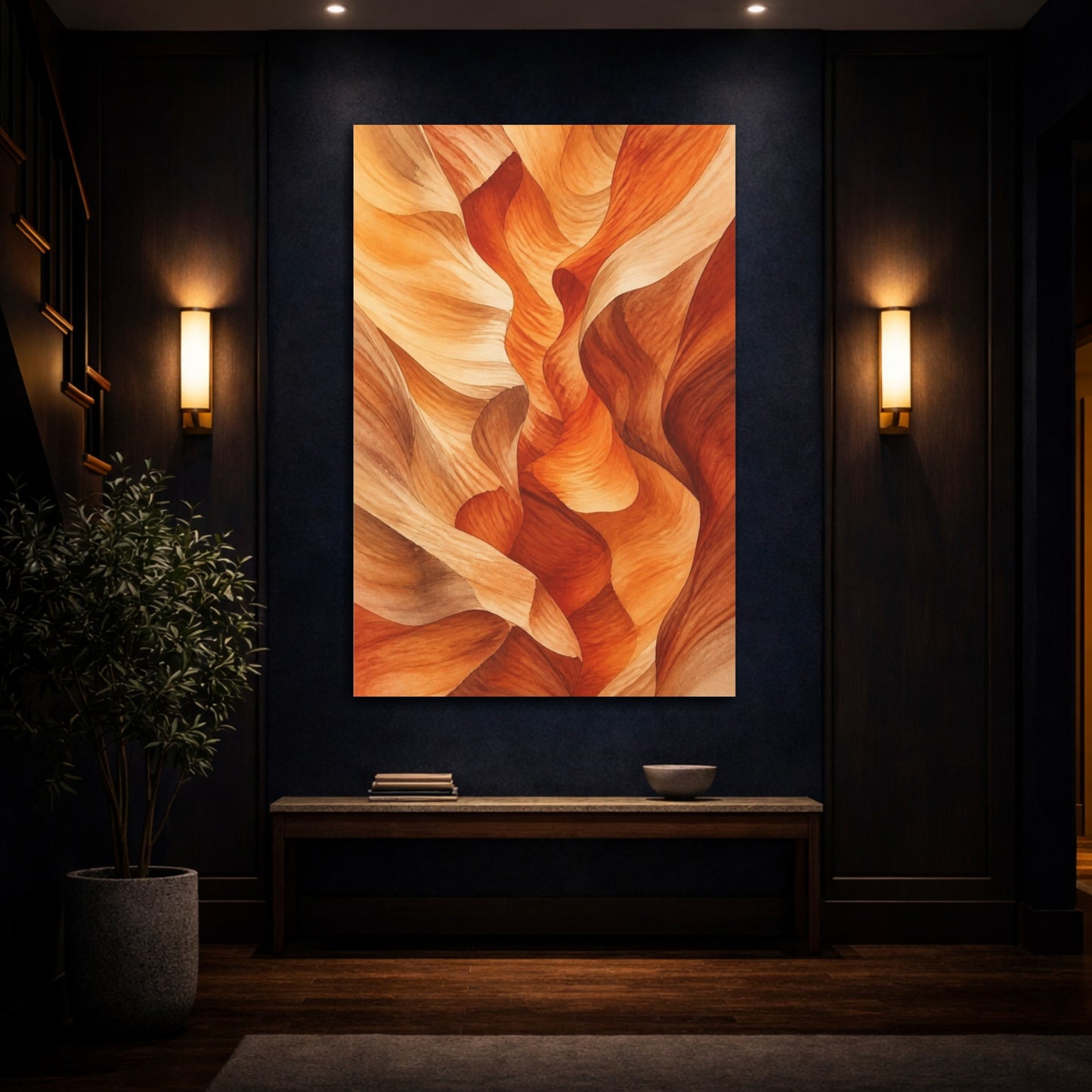 Mockup 4. Sandstone Nature Waves shown as canvas print