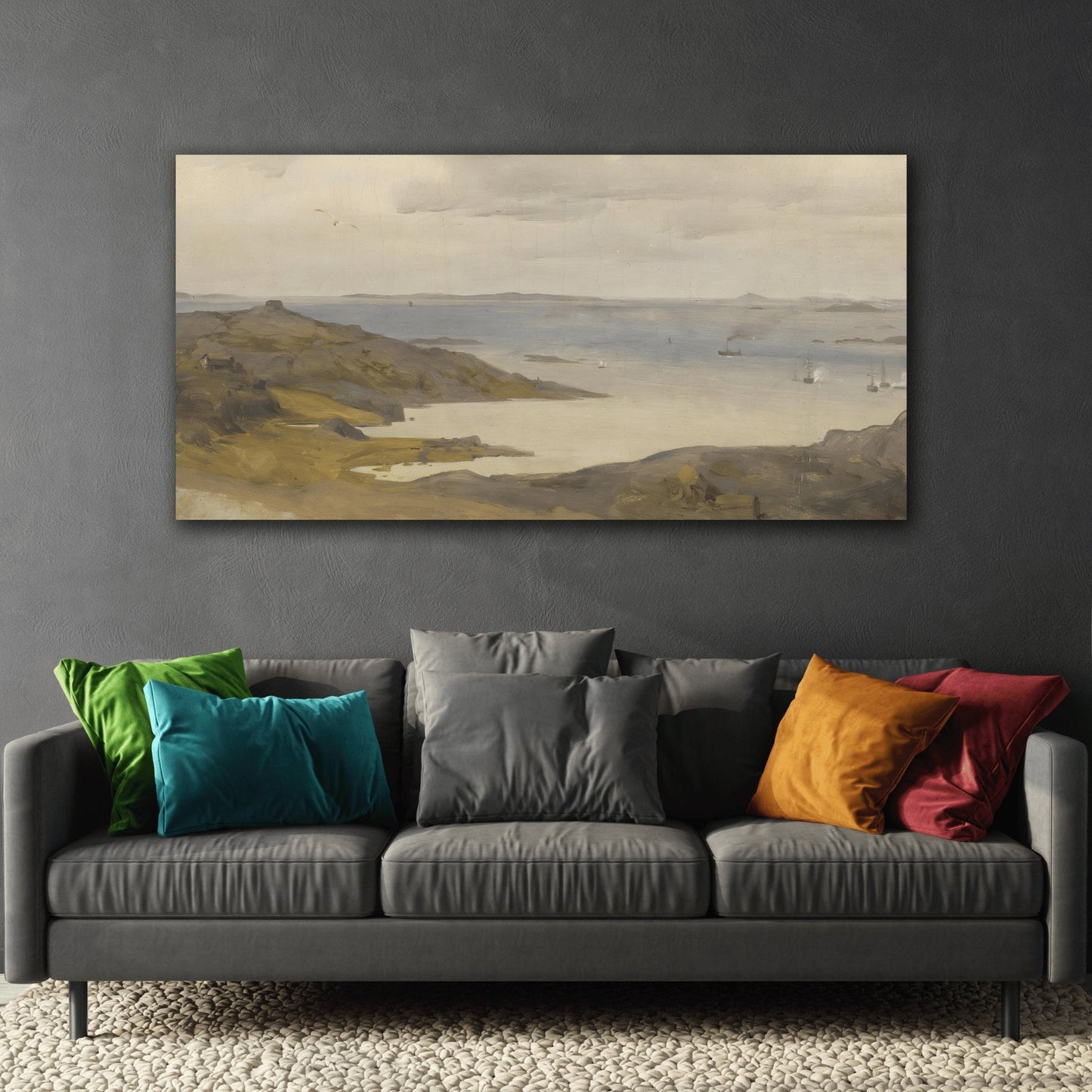 Sandy Beach and Water Landscape Canvas Print - Coastal Seaside Wall Art by Andreas Achenbach