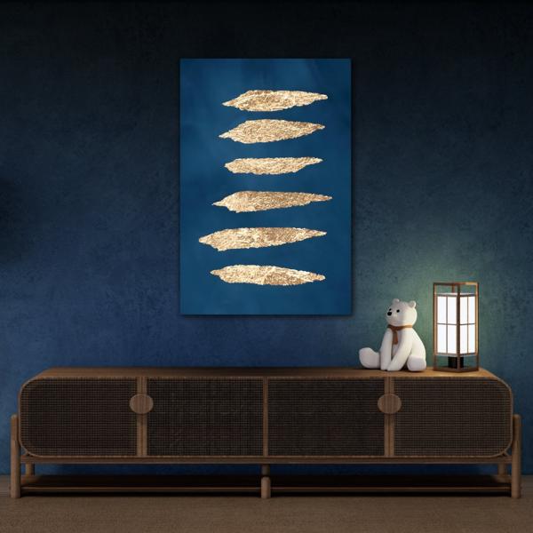 Sapphire Navy Blue Gold Abstract Canvas Print - Minimalist Wall Art Decor - YesArtYes