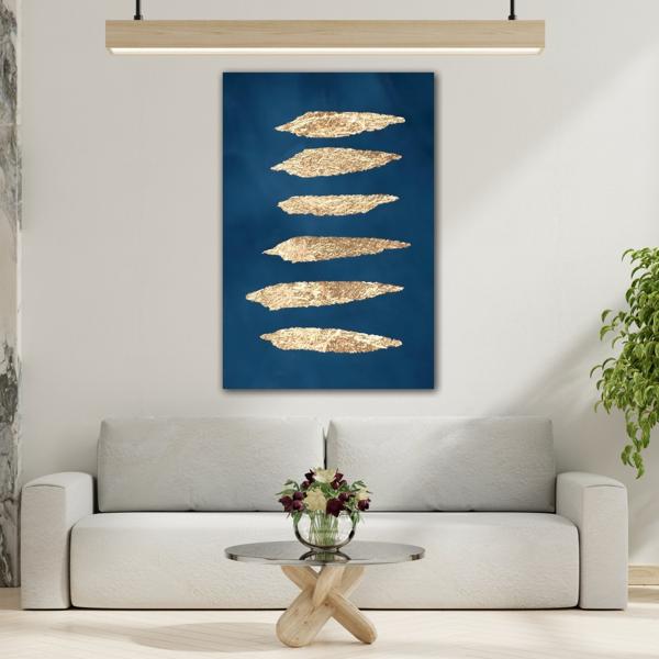 Sapphire Navy Blue Gold Abstract Canvas Print - Minimalist Wall Art Decor - YesArtYes