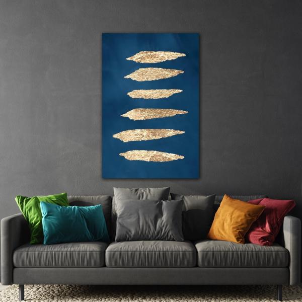 Sapphire Navy Blue Gold Abstract Canvas Print - Minimalist Wall Art Decor - YesArtYes