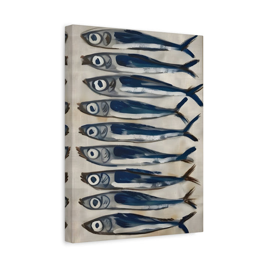 Sardine Canvas Antique Still Life Fish Restaurant Art, Vintage Sea Wall Decor - YesArtYes