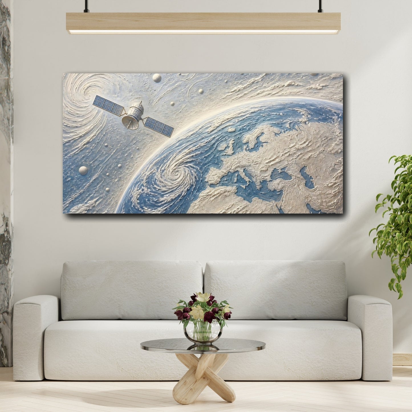 Mockup 2. Satellite Over Europe shown as canvas print