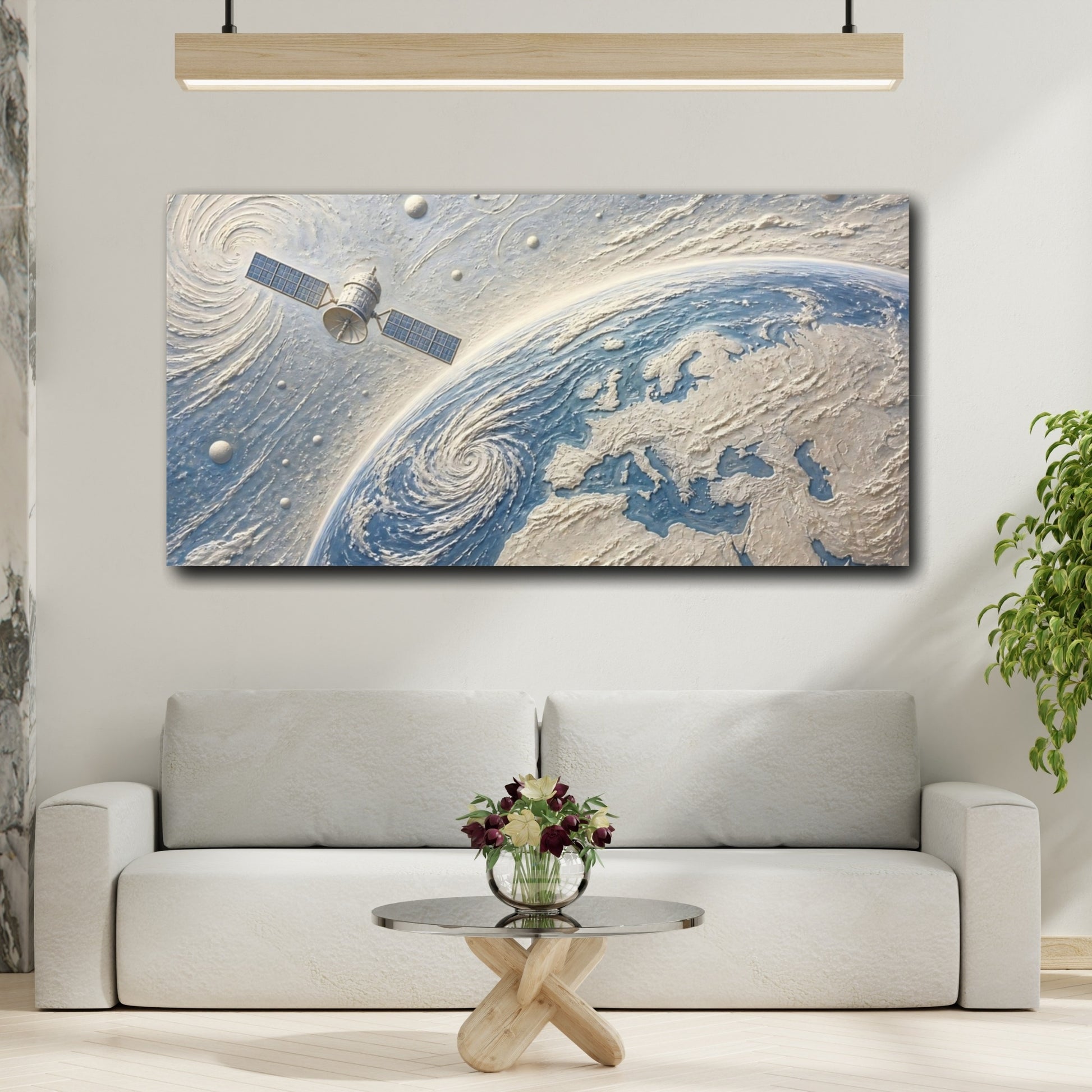 Mockup 2. Satellite Over Europe shown as canvas print
