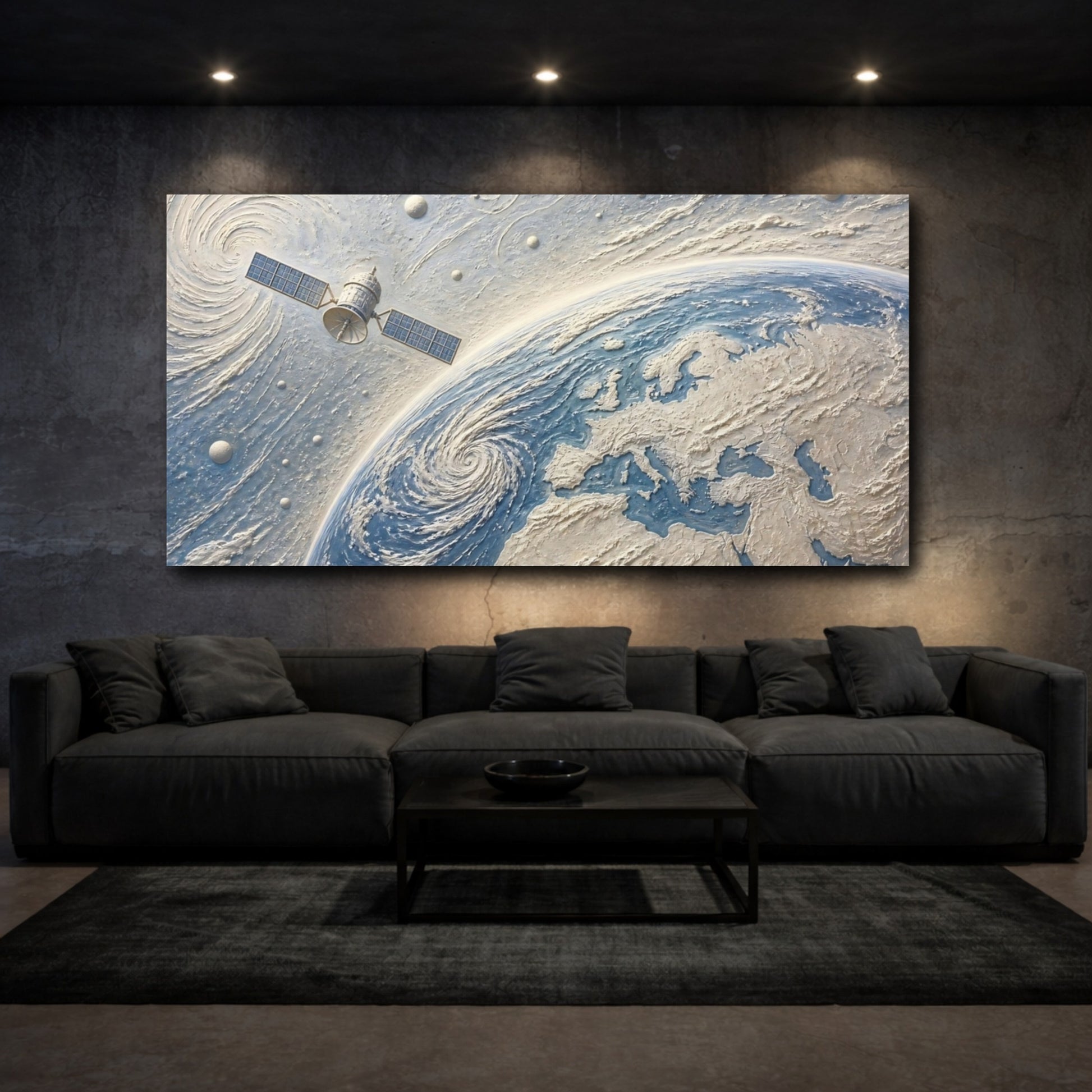 Mockup 3. Satellite Over Europe shown as canvas print