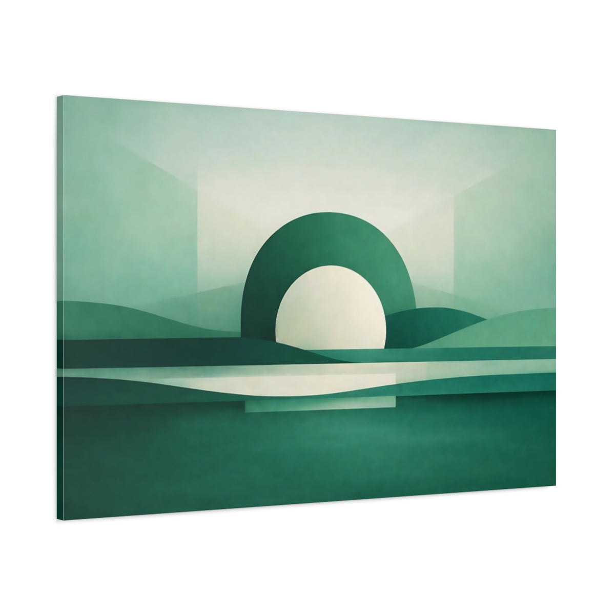 Scandi Light Abstract Emerald shown as stretched canvas wall art