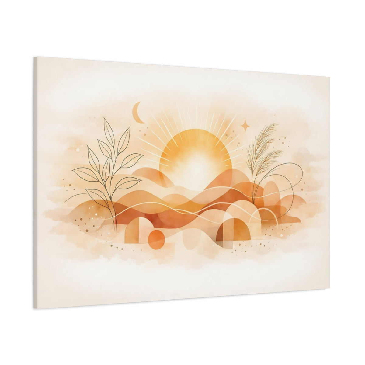 Scandi Light Boho Line Art shown as stretched canvas wall art