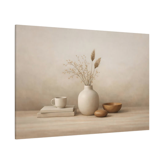 Scandi Light Espresso Still Life shown as stretched canvas wall art