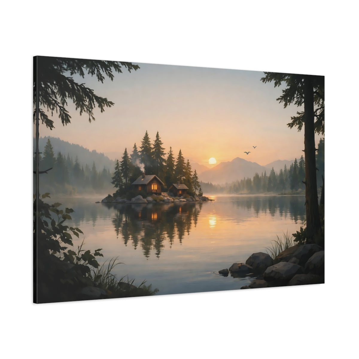 Scandi Light Forest Dramatic shown as stretched canvas wall art