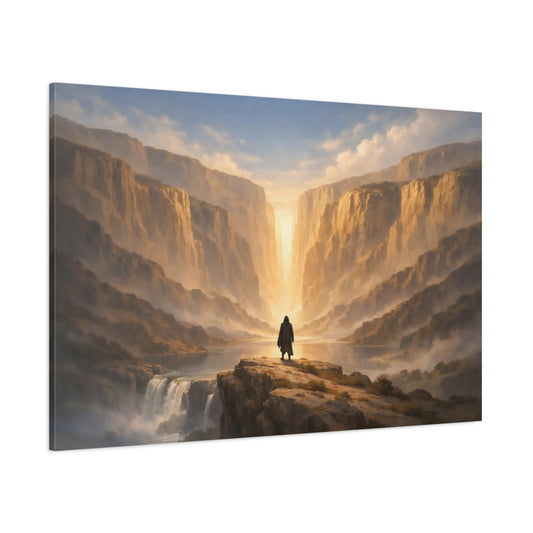 Scandi Light Sky Canyon shown as stretched canvas wall art