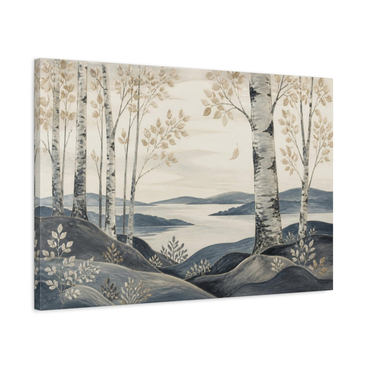 Side Mockup 2. Scandinavian Birch Grove shown as canvas print