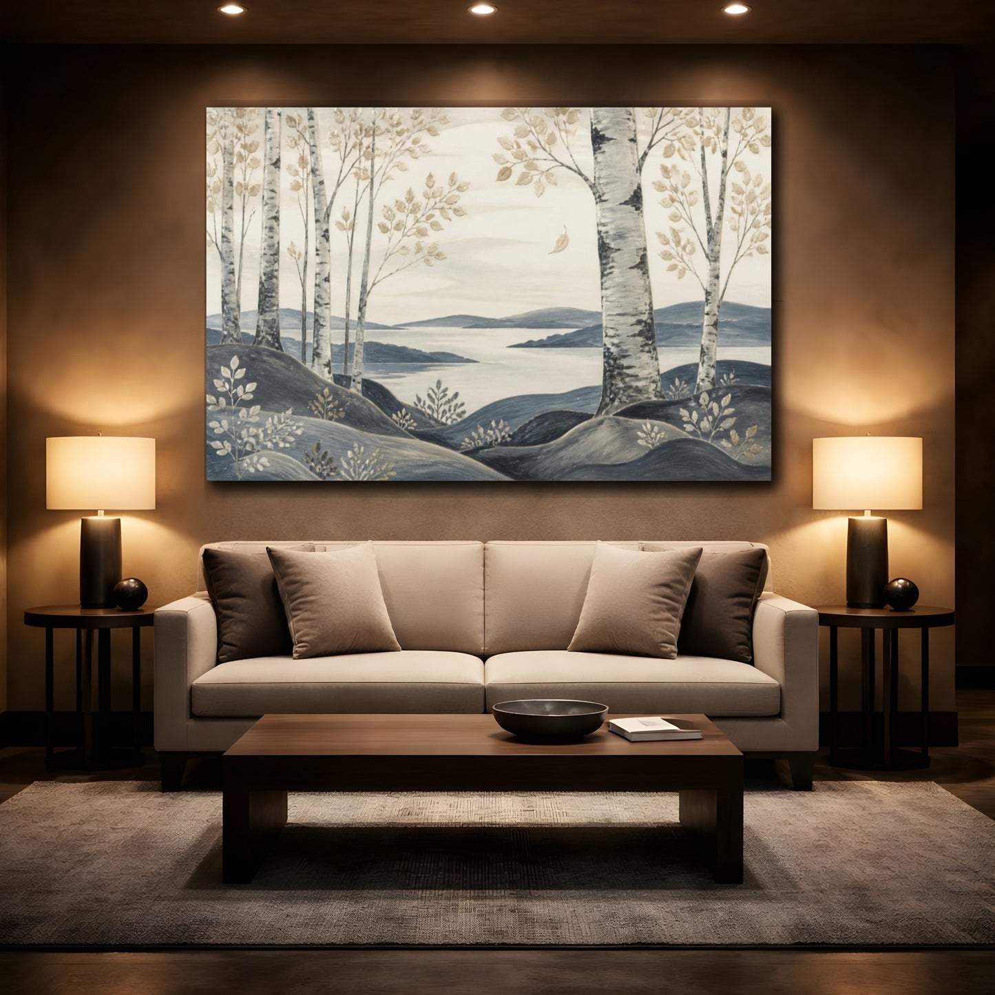 Mockup 2. Scandinavian Birch Grove shown as canvas print