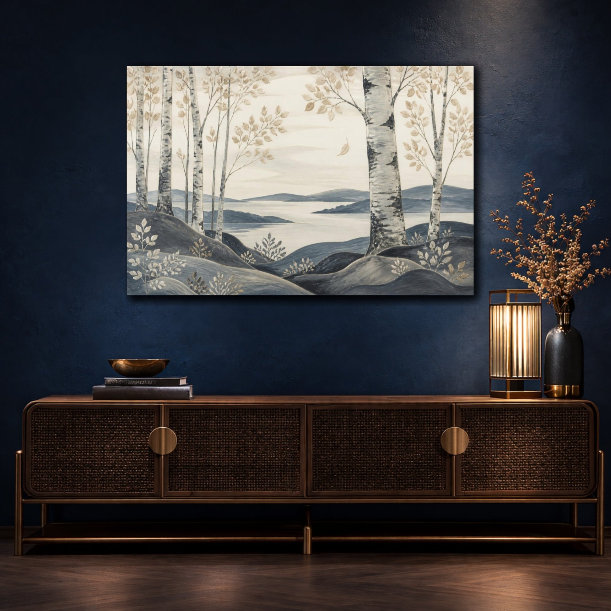 Mockup 4. Scandinavian Birch Grove shown as canvas print