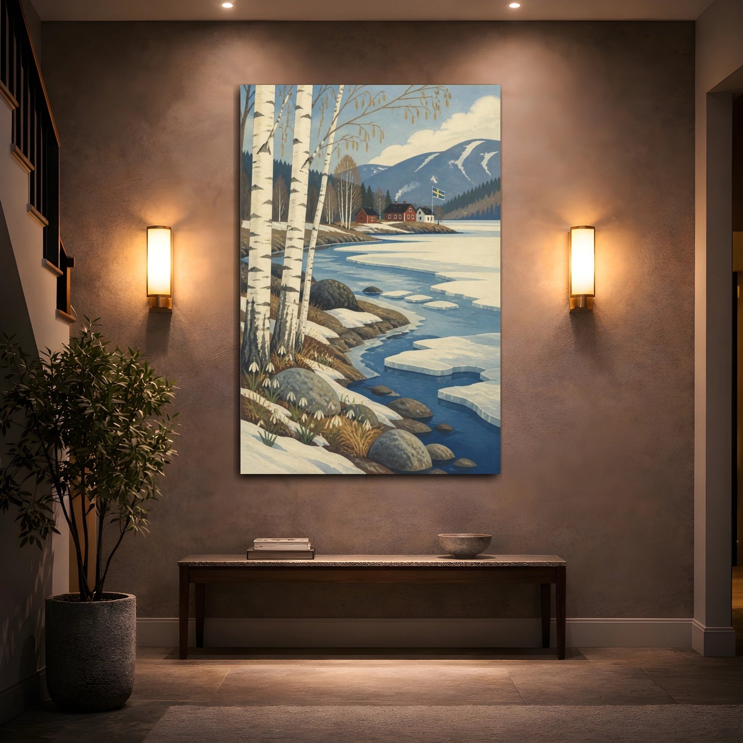 Mockup 2. Scandinavian Birch Spring shown as canvas print