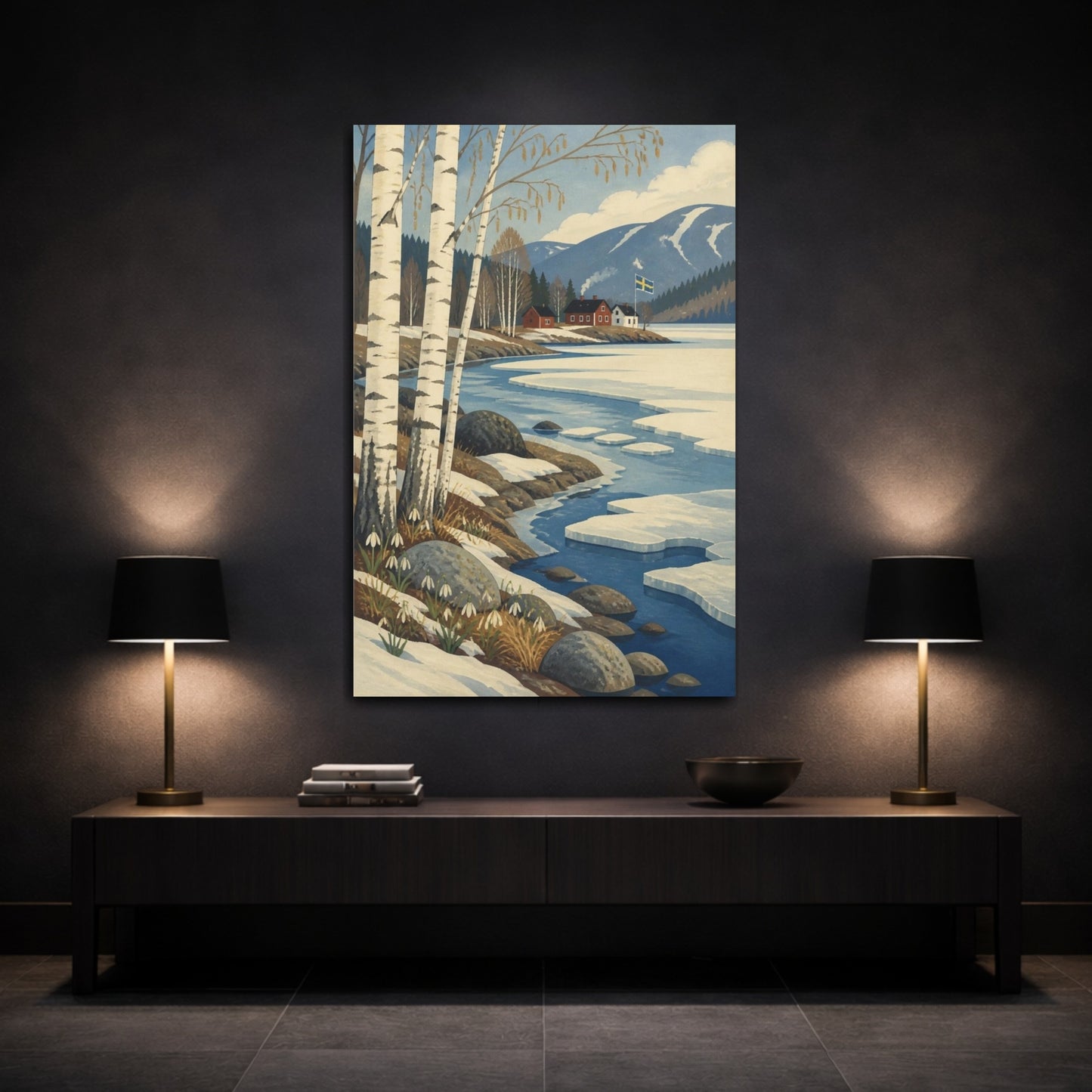 Mockup 3. Scandinavian Birch Spring shown as canvas print