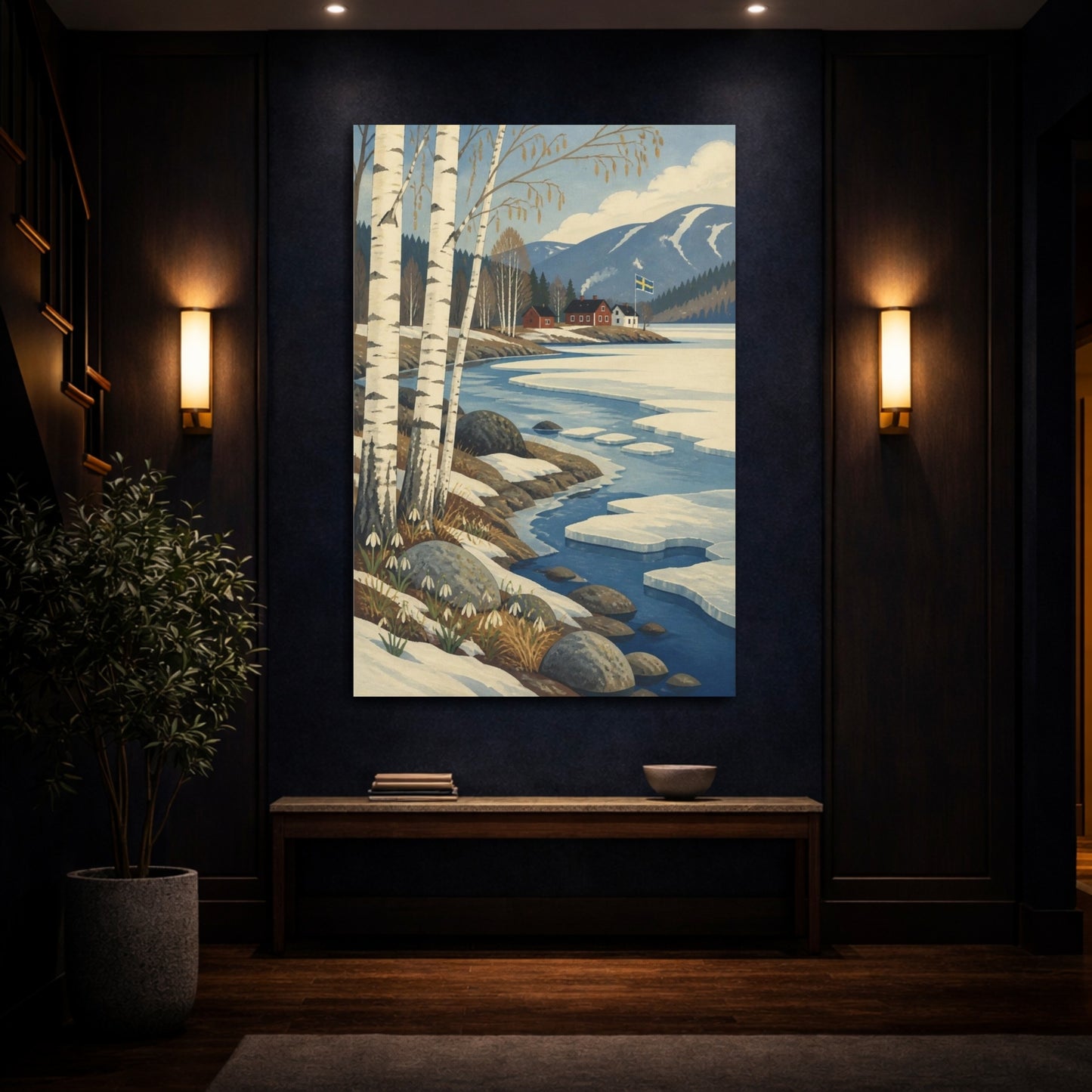Mockup 4. Scandinavian Birch Spring shown as canvas print
