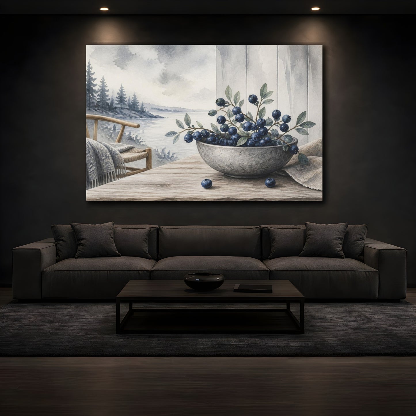 Mockup 3. Scandinavian Blueberry Bowl shown as canvas print