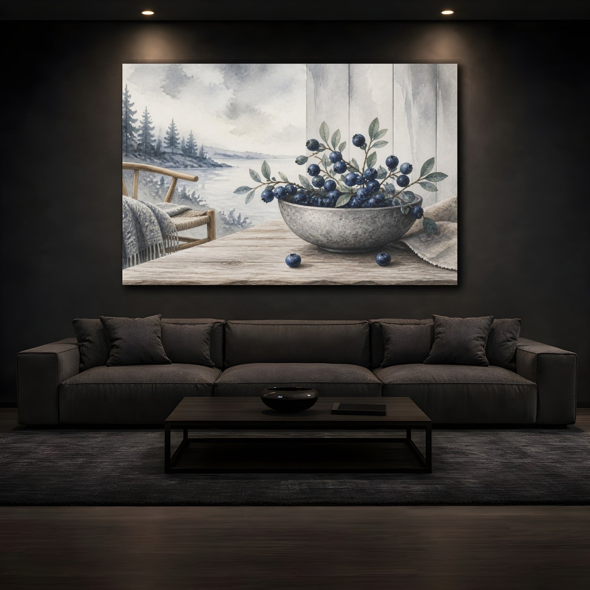 Mockup 3. Scandinavian Blueberry Bowl shown as canvas print