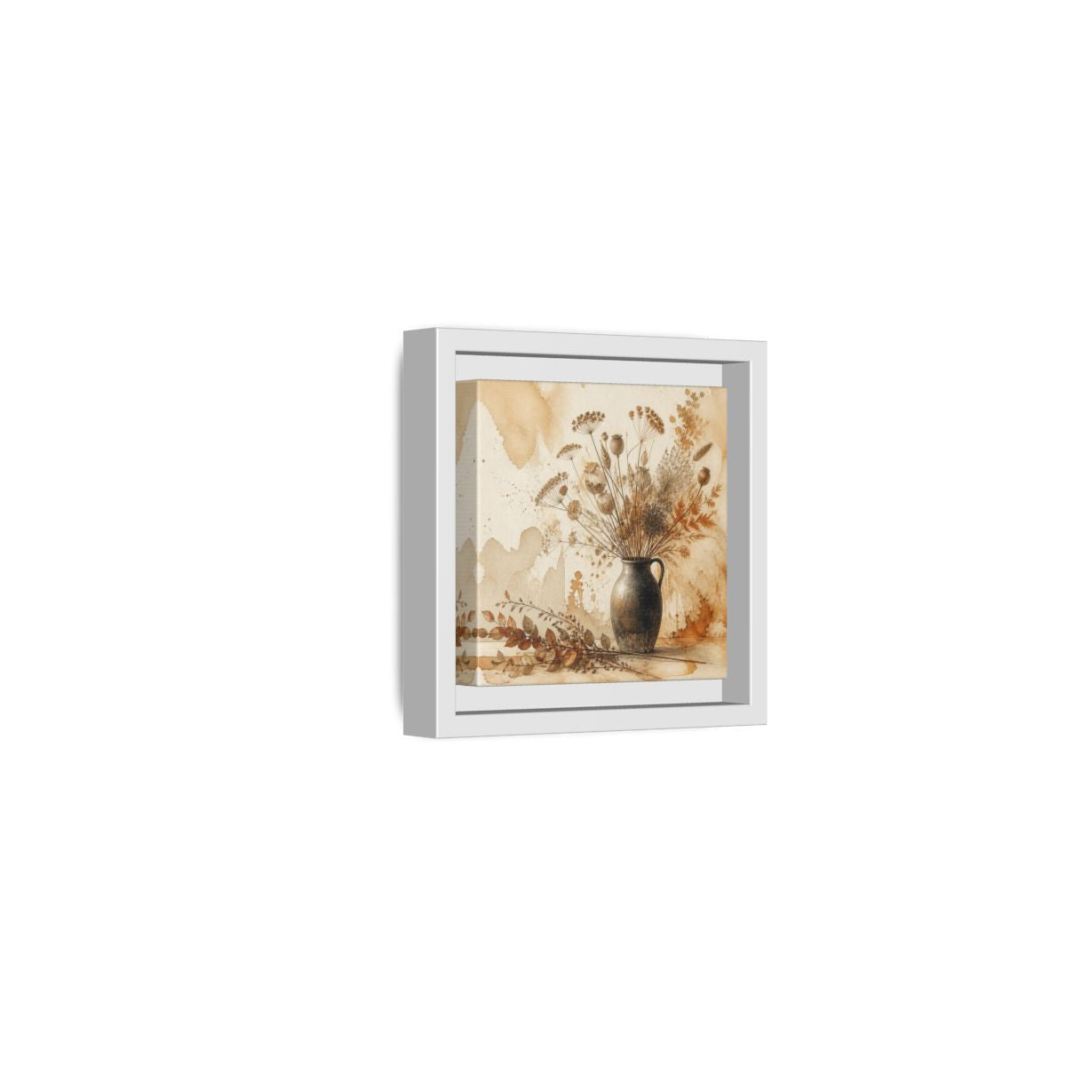 Side Mockup 22. Scandinavian Jug With Dried Botanicals shown as framed canvas print