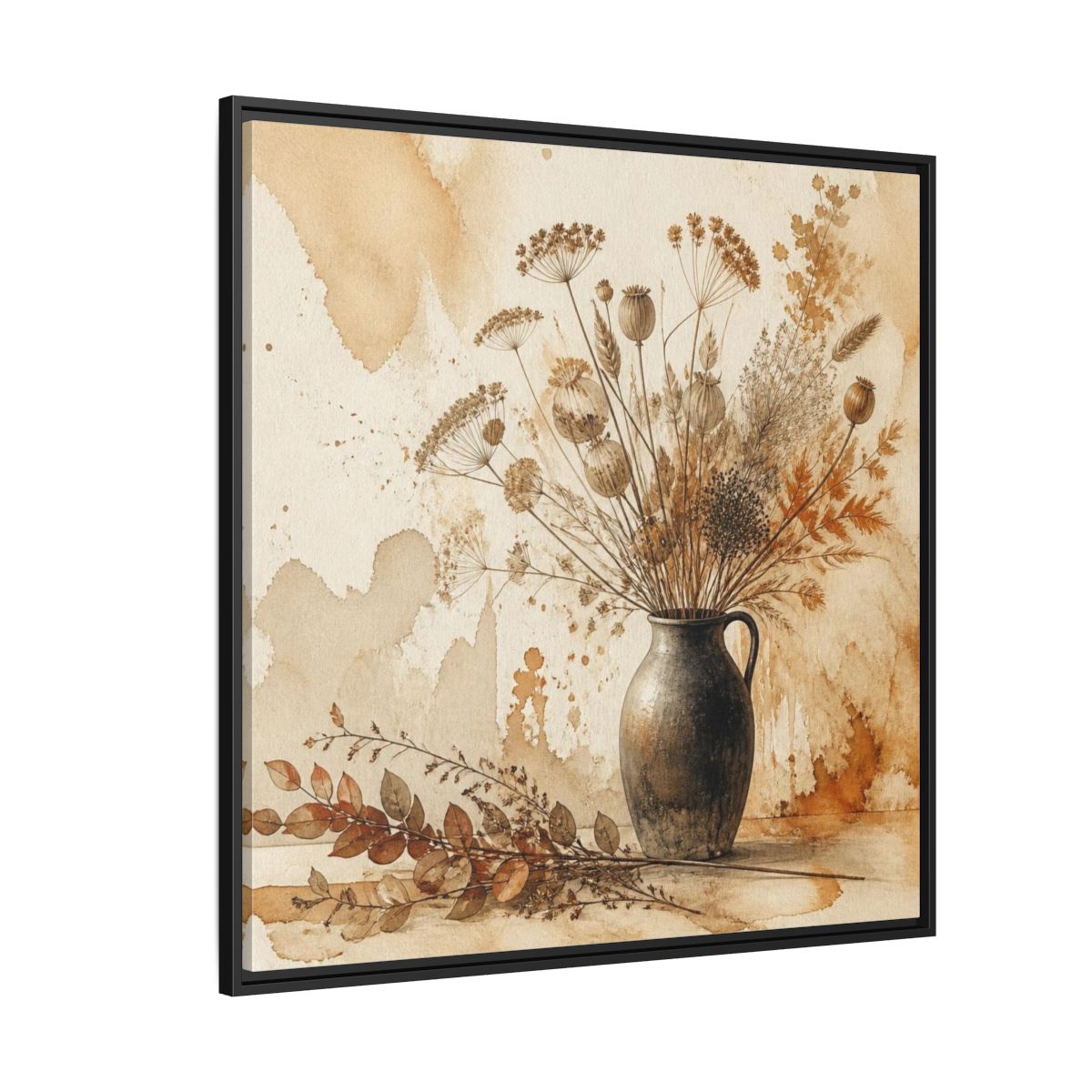 Side Mockup 6. Scandinavian Jug With Dried Botanicals shown as framed canvas print