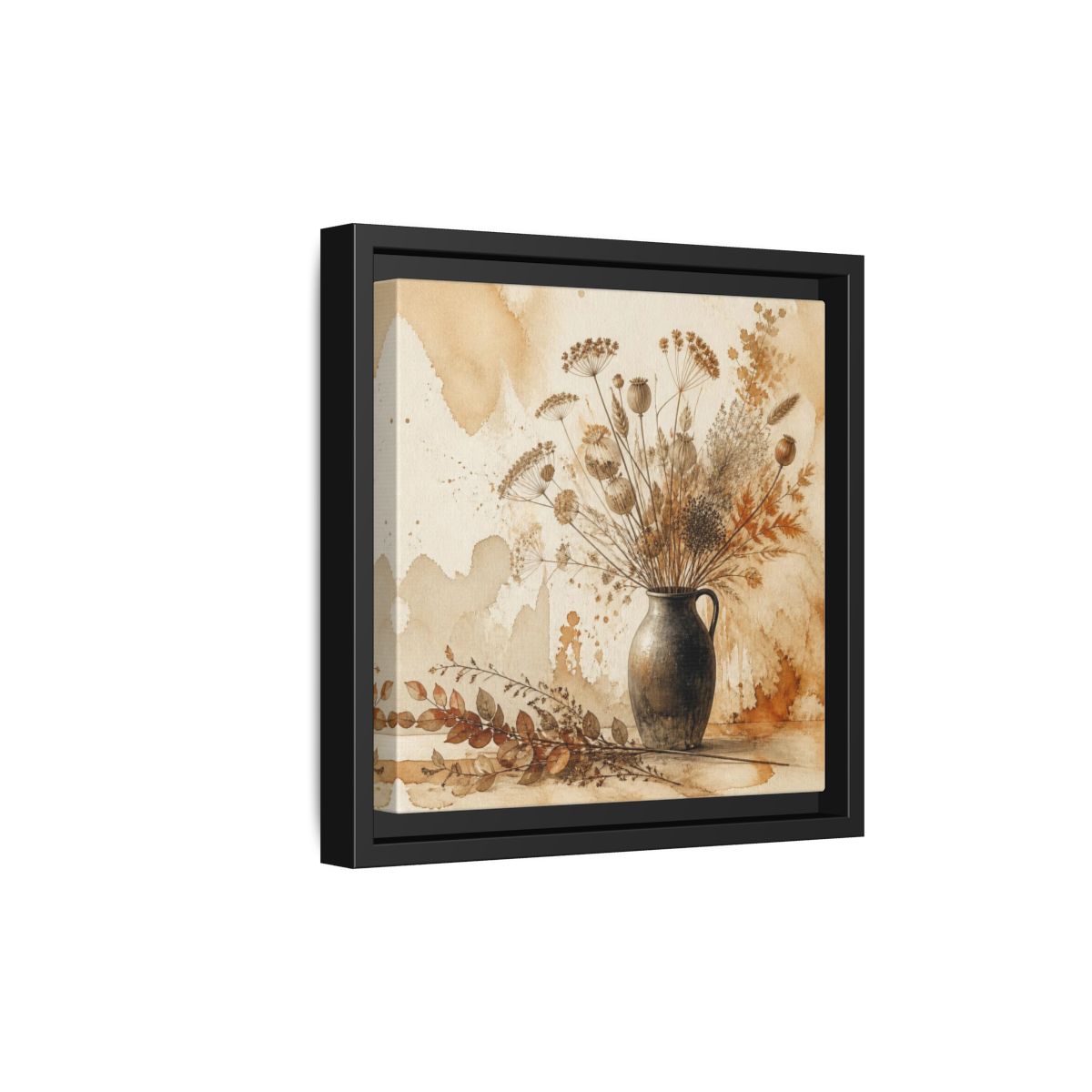 Side Mockup 21. Scandinavian Jug With Dried Botanicals shown as framed canvas print