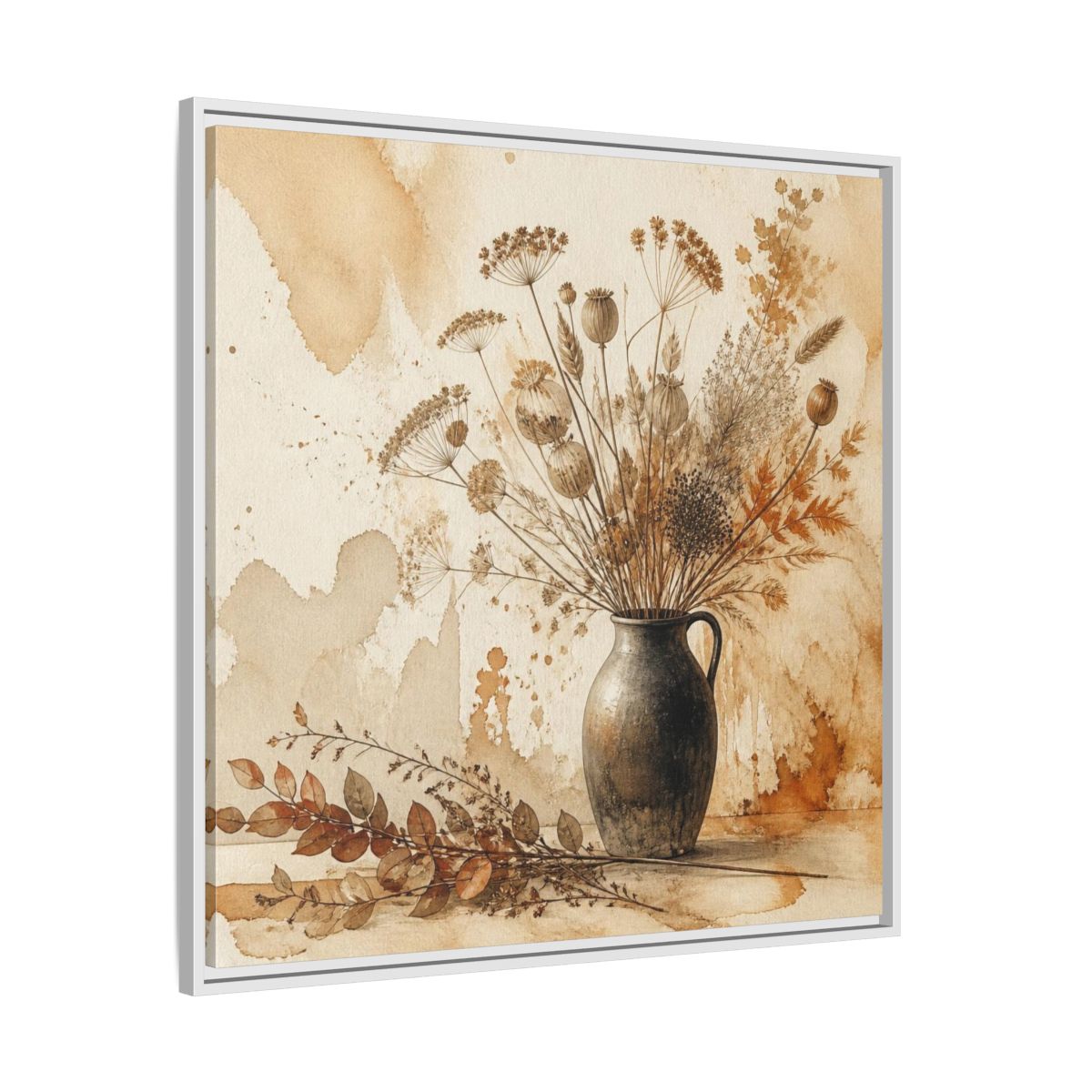 Side Mockup 25. Scandinavian Jug With Dried Botanicals shown as framed canvas print